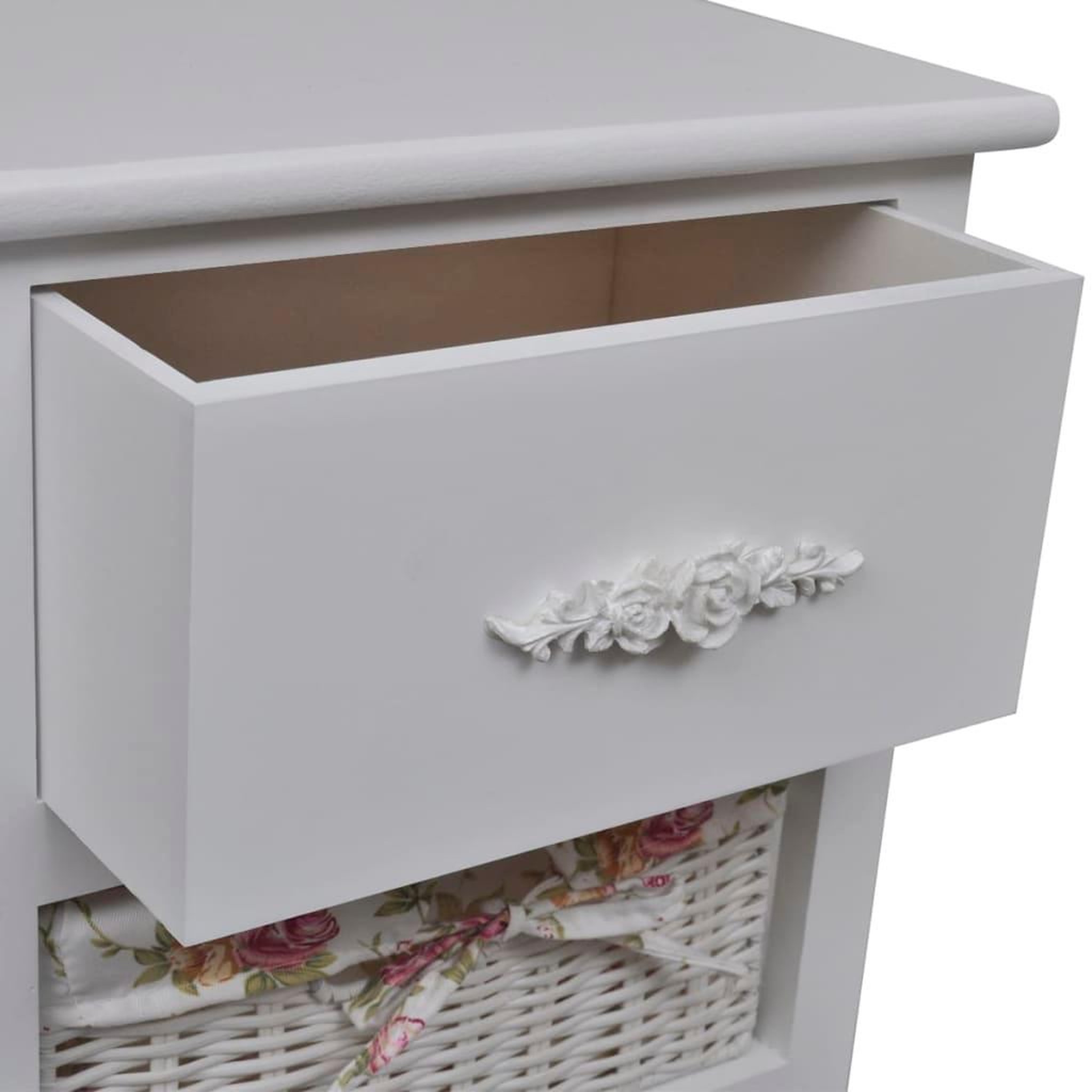 Voir la diapositive 4 : VIDAXL Armoire avec 1 tiroir et 3 paniers Blanc Bois de Paulownia