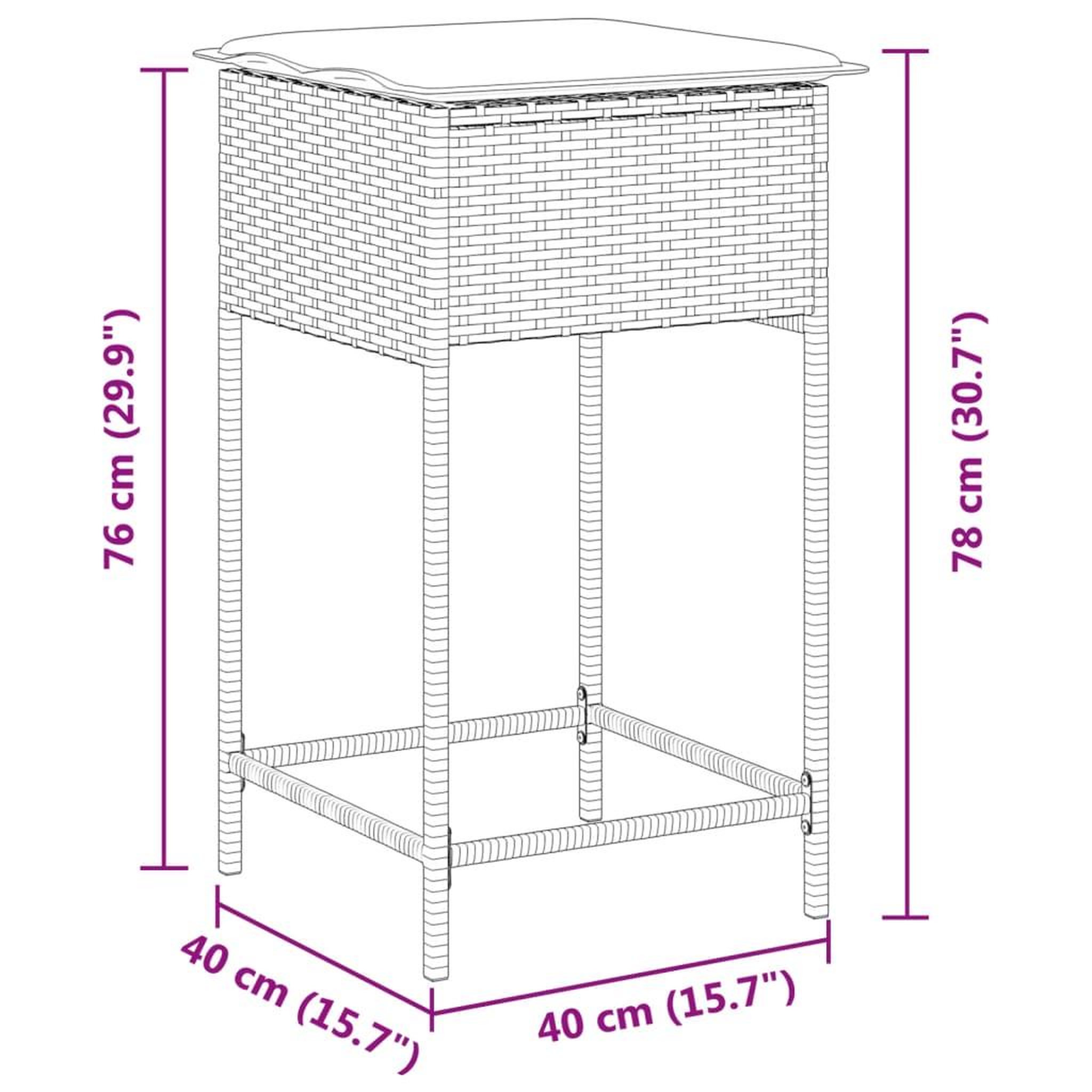Voir la diapositive 6 : VIDAXL Tabourets de bar jardin avec coussins lot de 2 beige poly rotin