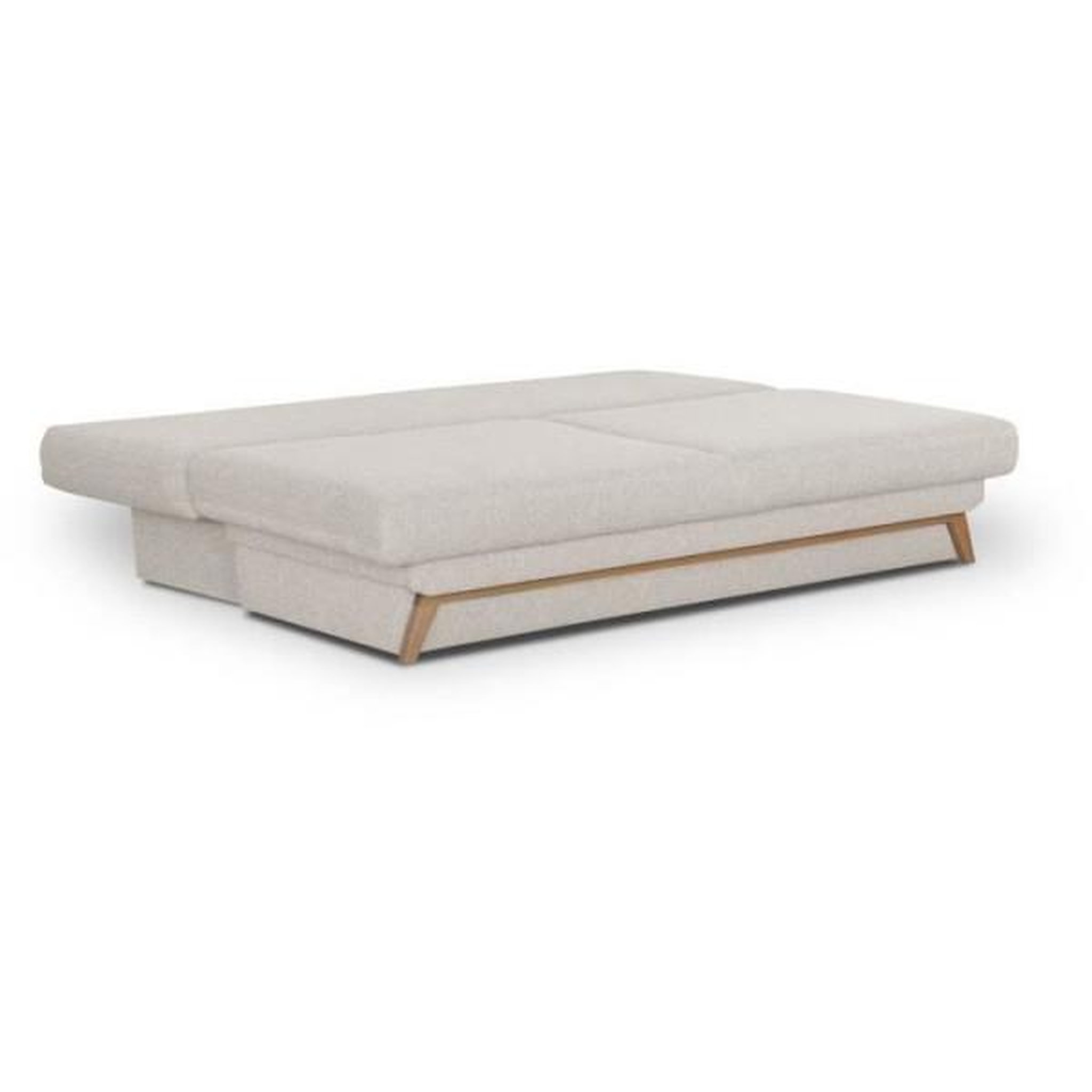 Voir la diapositive 6 : MARKET24 Banquette convertible - 3 places - NAOTO - Tissu beige - Coffre de rangement - 202 x 98 x 98 cm