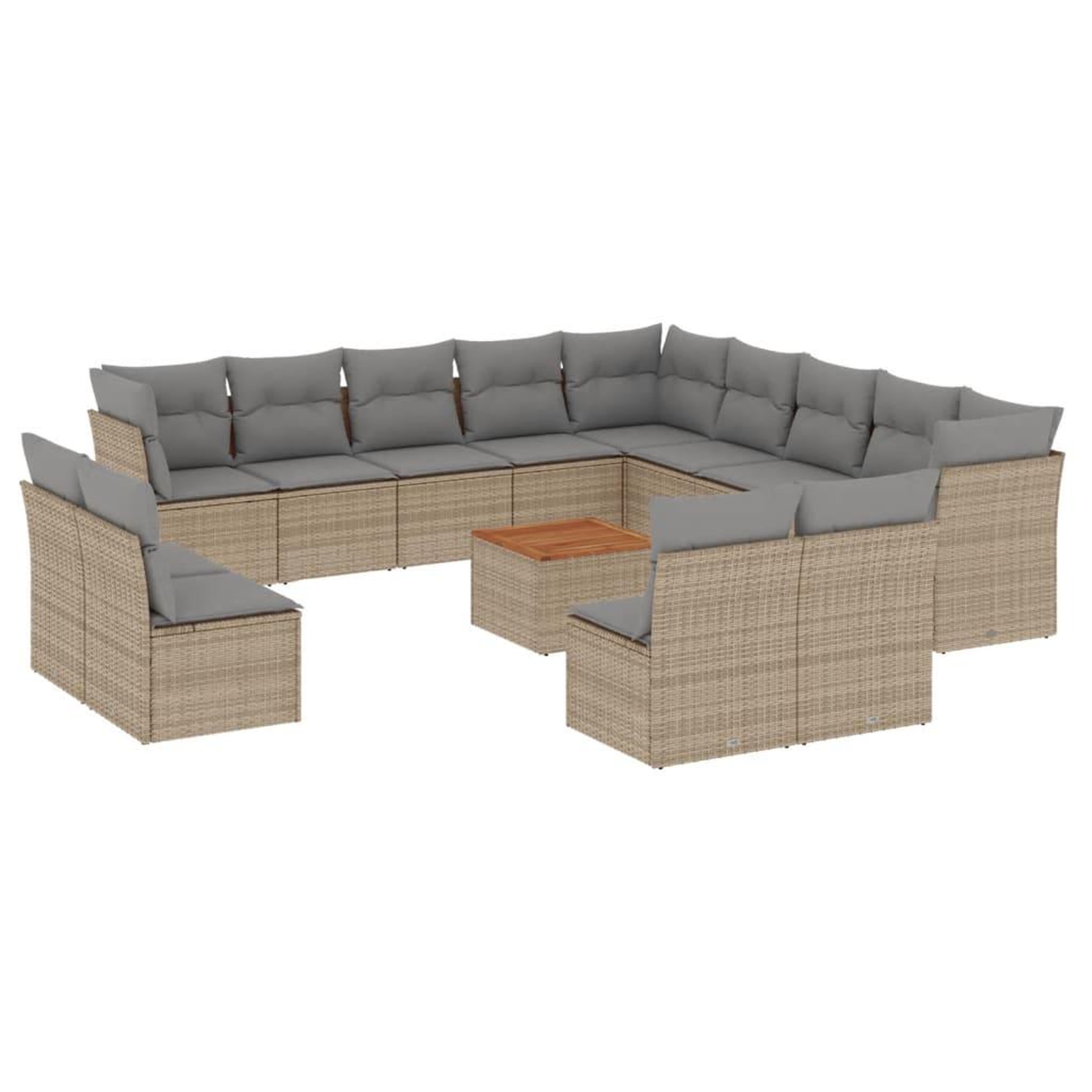 Voir la diapositive 2 : VIDAXL Salon de jardin avec coussins 14 pcs beige resine tressee