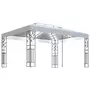VIDAXL Tonnelle avec double toit et lumieres LED 3x4 m Blanc