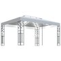 VIDAXL Tonnelle avec double toit et lumieres LED 3x4 m Blanc