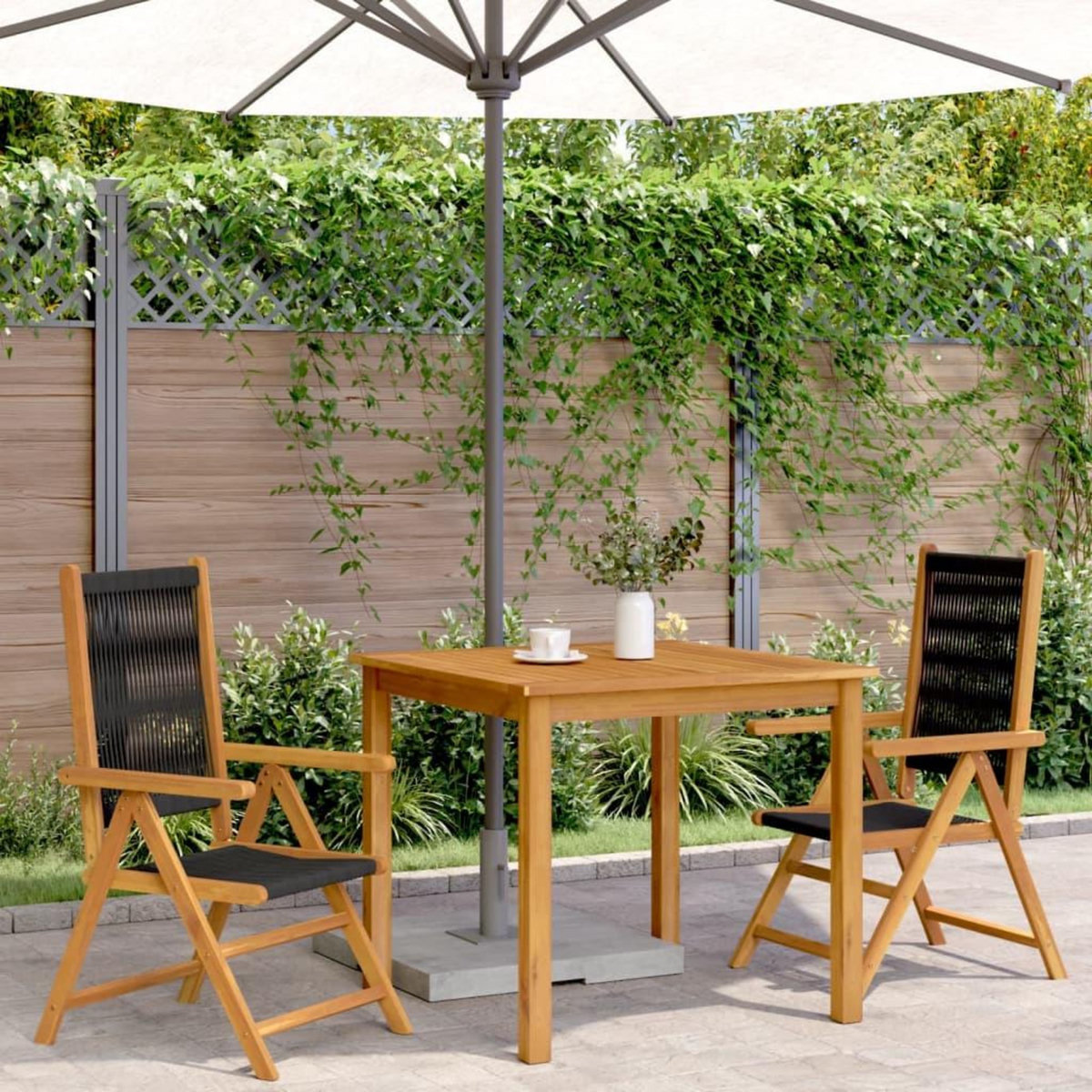 VIDAXL Chaises de jardin lot de 2 noir bois d'acacia et polypropylene