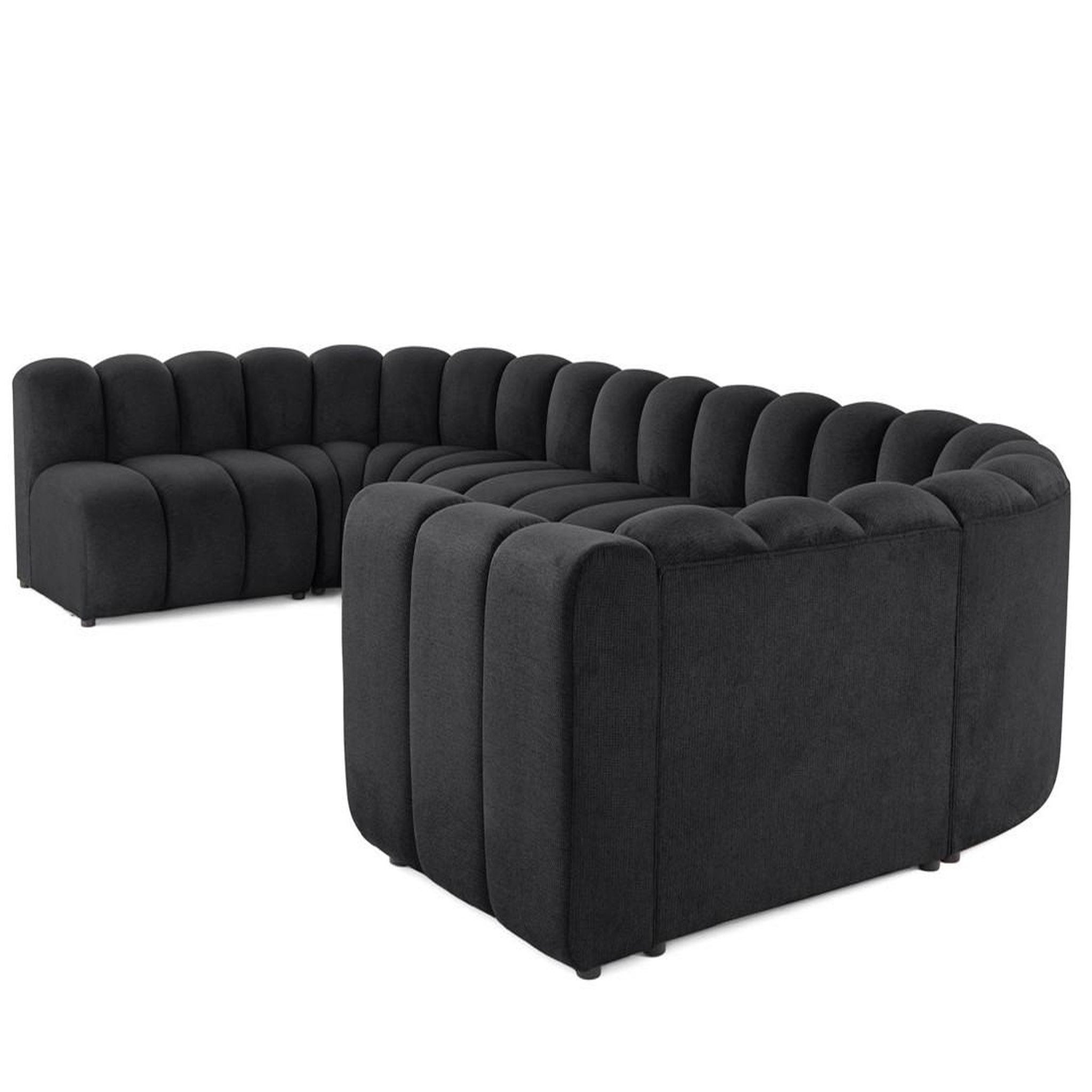 Voir la diapositive 5 : LISA DESIGN Debbie - canapé modulable panoramique d'angle gauche 7 places en tissu texturé