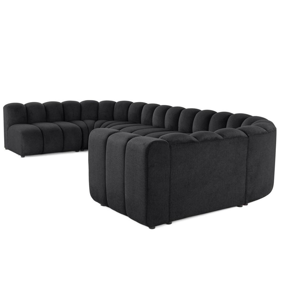 LISA DESIGN Debbie - canapé modulable panoramique d'angle gauche 7 places en tissu texturé