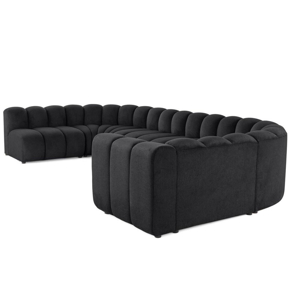 LISA DESIGN Debbie - canapé modulable panoramique d'angle gauche 7 places en tissu texturé