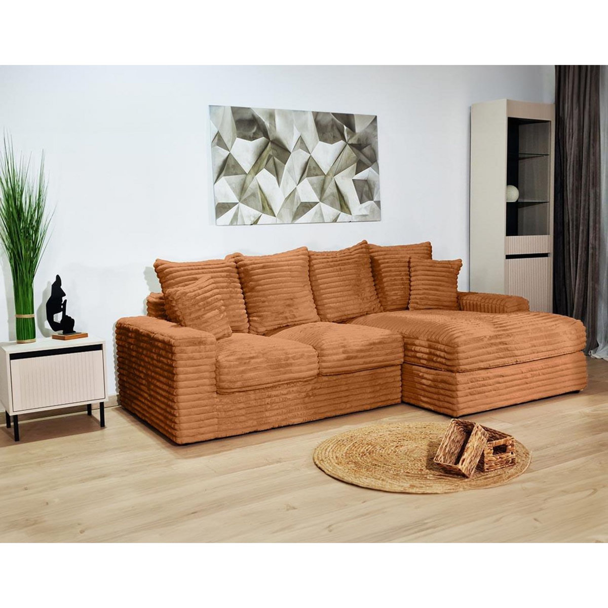 LISA DESIGN Andy - canapé d'angle droit 4 places en fausse fourrure côtelée