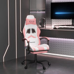 VIDAXL Chaise de jeu avec repose-pied Blanc et rose Similicuir