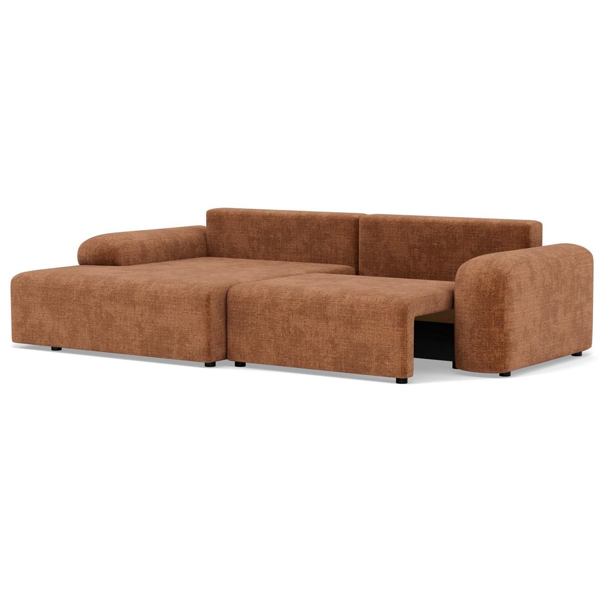 BEST MOBILIER Rebecca - canapé d'angle gauche 4 places convertible avec coffre en velours texturé