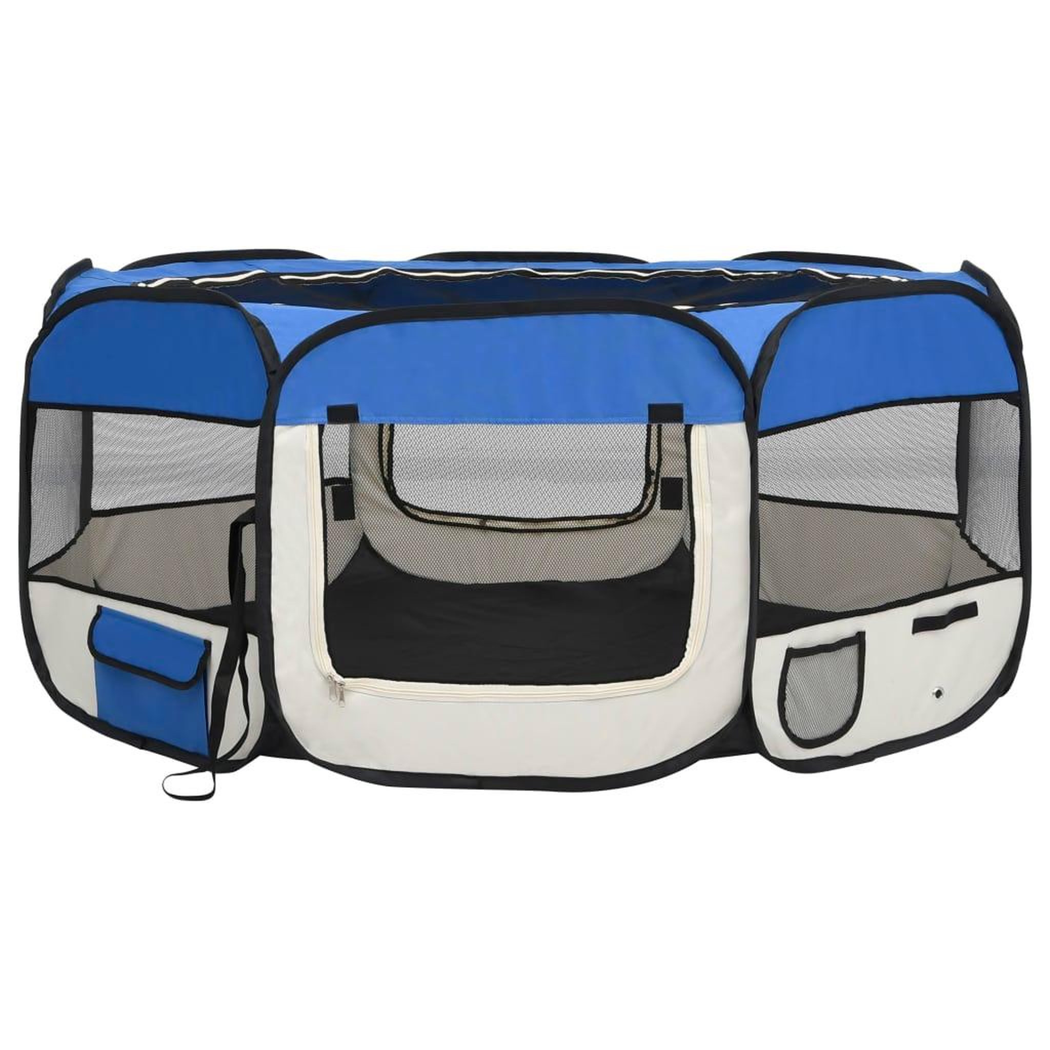 Voir la diapositive 2 : VIDAXL Parc pliable pour chien avec sac de transport Bleu 145x145x61cm