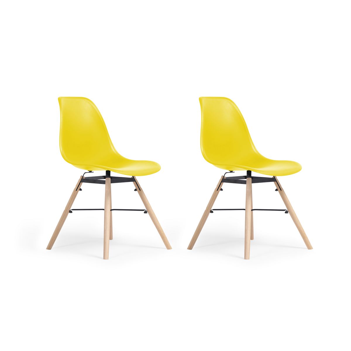 Lot de 2 chaises pieds bois massif NERA