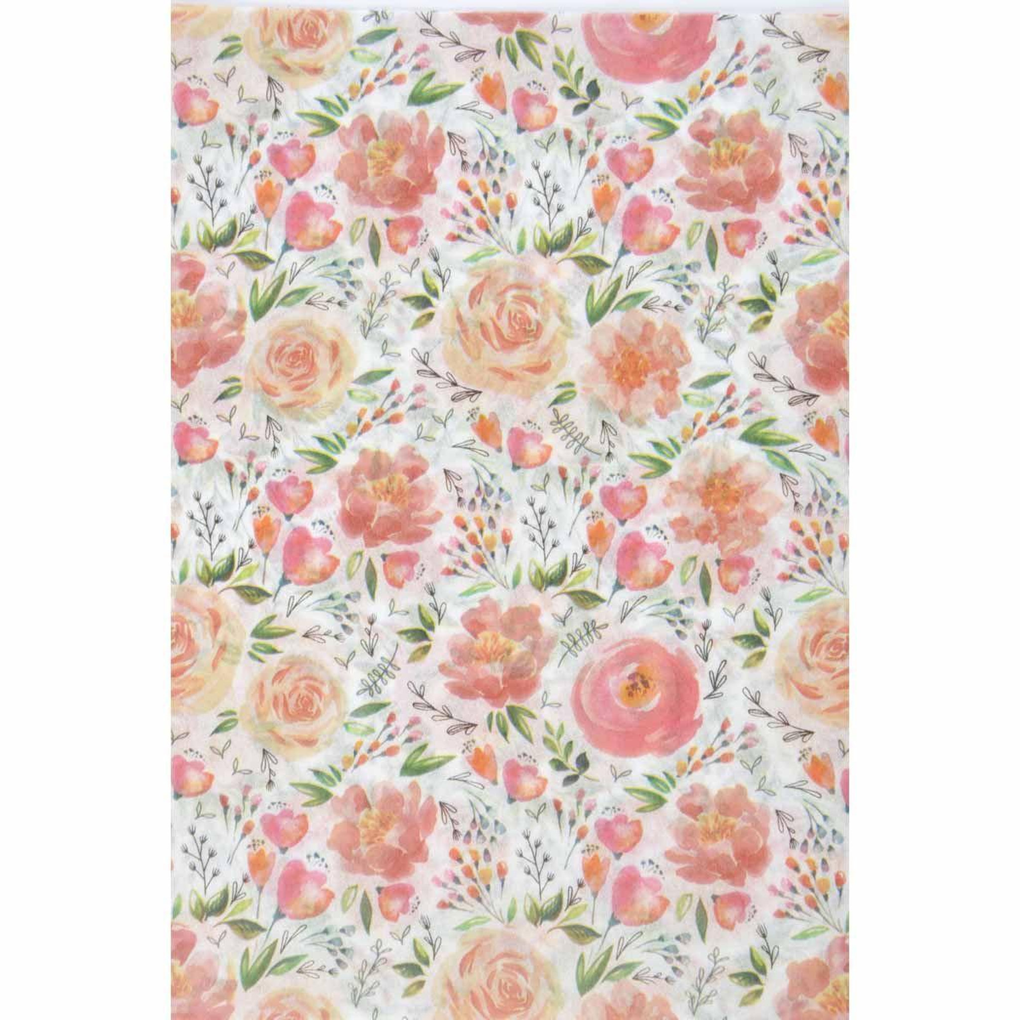 HOMEA Lot de 6 Feuilles de Papier Patch  Flowers  30x40cm Orange