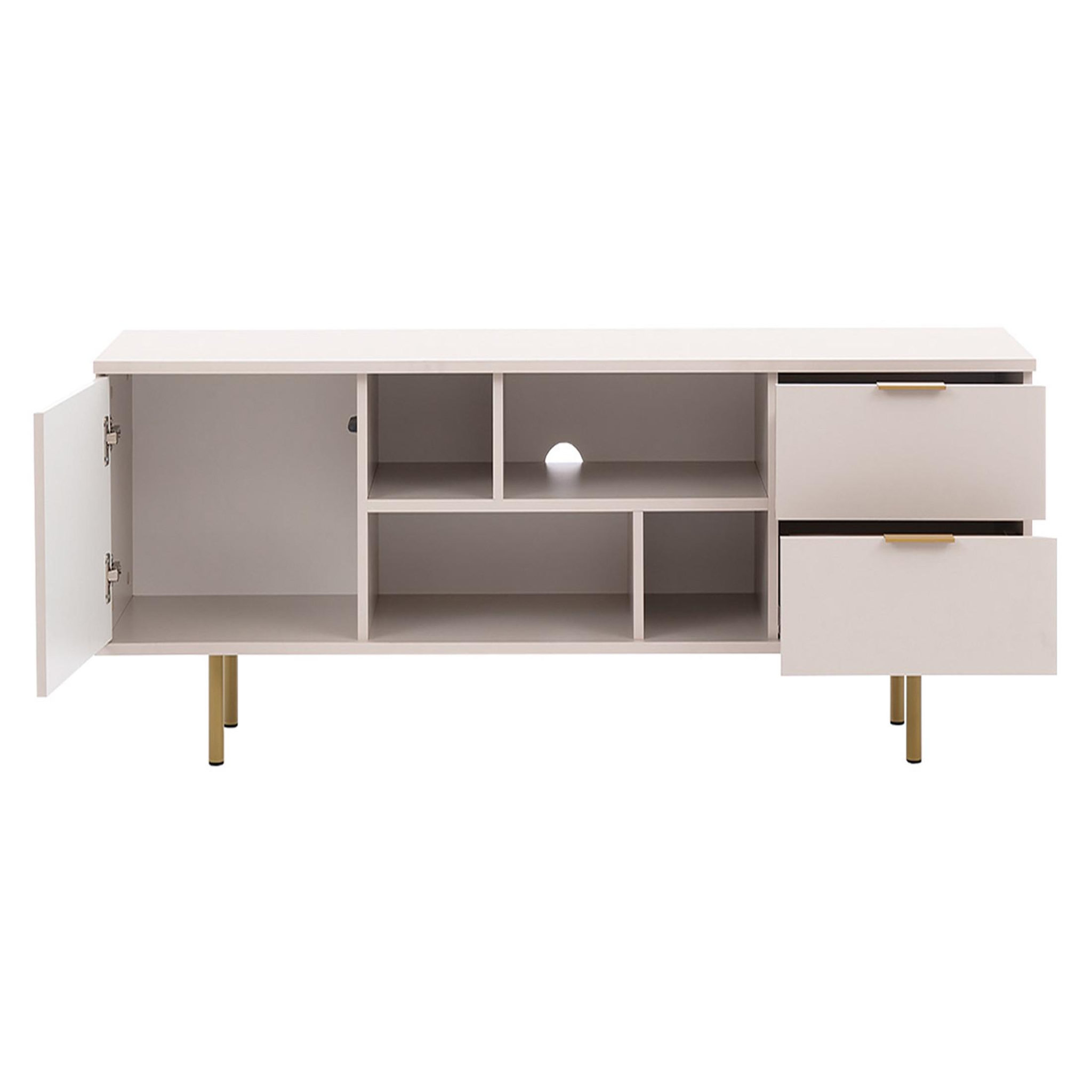 Voir la diapositive 2 : BEST MOBILIER Monica - meuble tv - beige - 4 niches et 2 portes - 150 cm