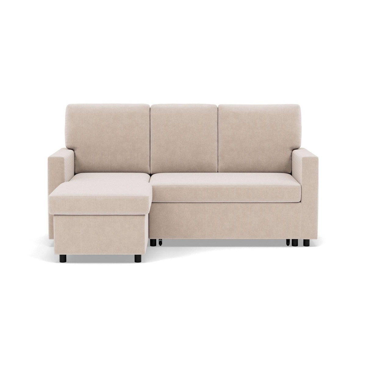 BEST MOBILIER Meiya - canapé d'angle réversible 4 places convertible avec coffre en velours côtelé
