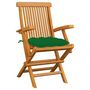 Voir la diapositive 2 : VIDAXL Chaises de jardin avec coussins vert lot de 6 Bois teck massif