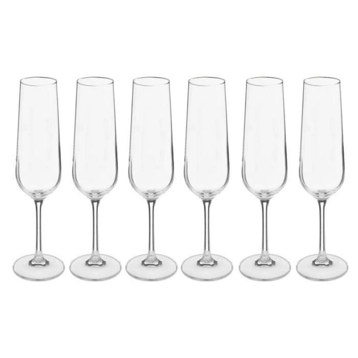 SECRET DE GOURMET Lot de 6 Flûtes à Champagne  Lena  20cl Transparent