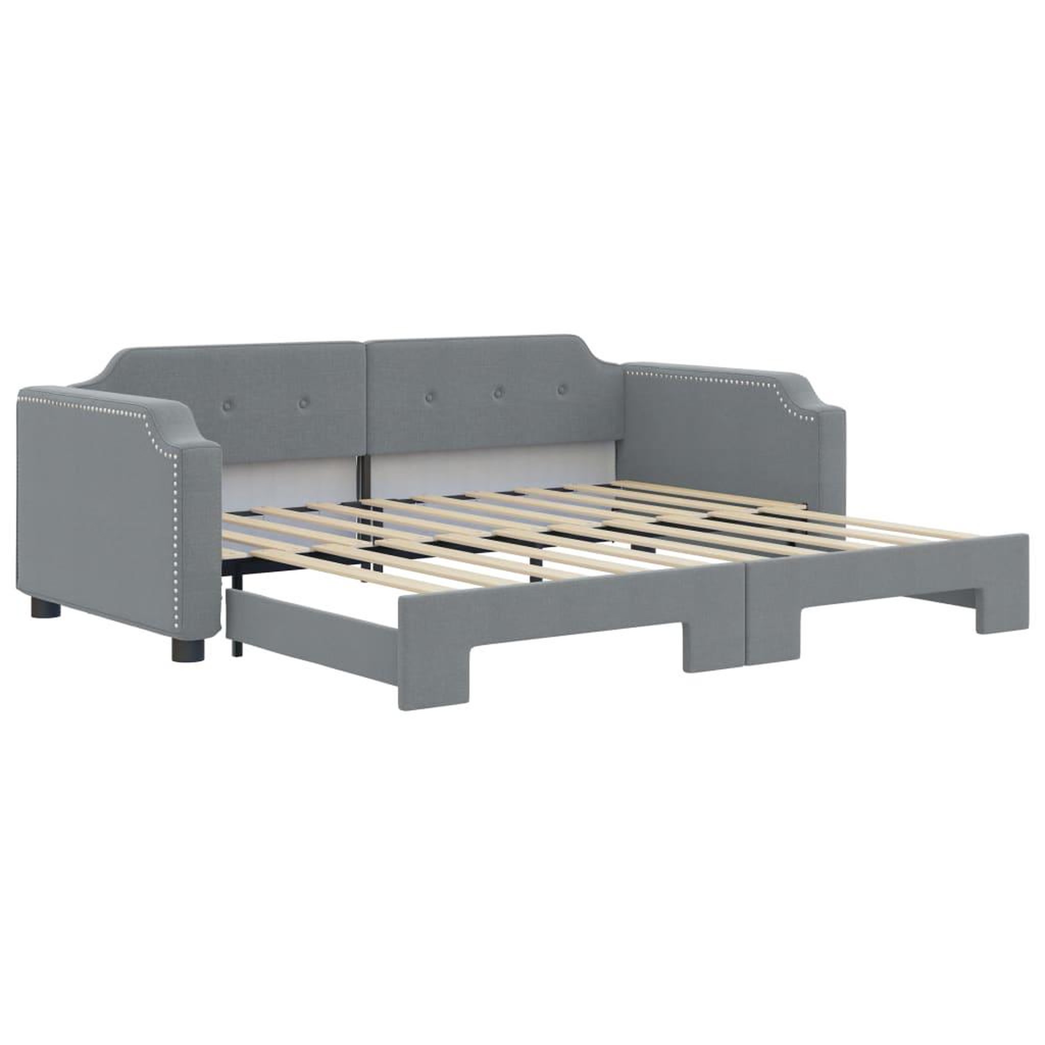 Voir la diapositive 2 : VIDAXL Lit de jour avec lit gigogne gris clair 90x190 cm tissu