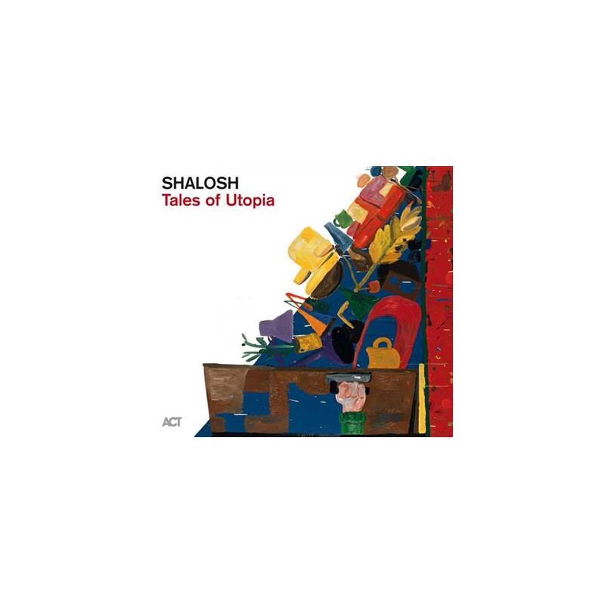 Vinyle tales of utopia — pochette d'art abstrait coloré — shalosh — collages et formes en tours