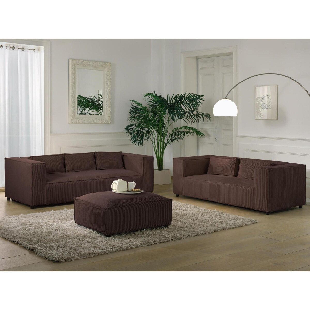 LISA DESIGN Stella - pouf en velours côtelé - style contemporain