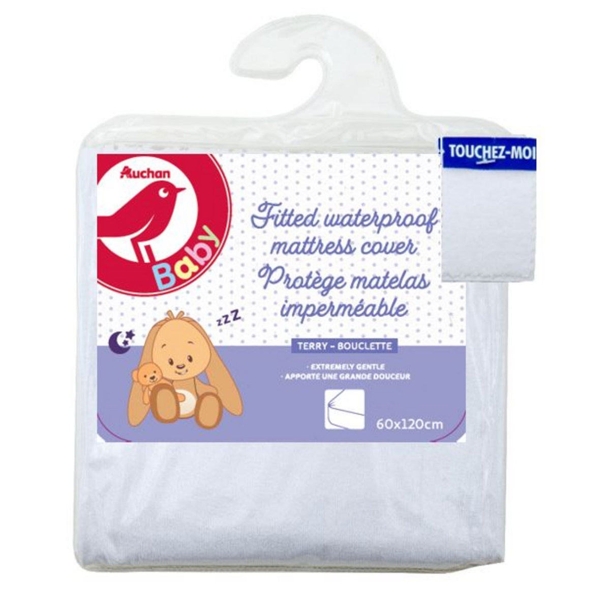 AUCHAN BABY Protège matelas bébé imperméable microrespirant 60 x 120 cm 