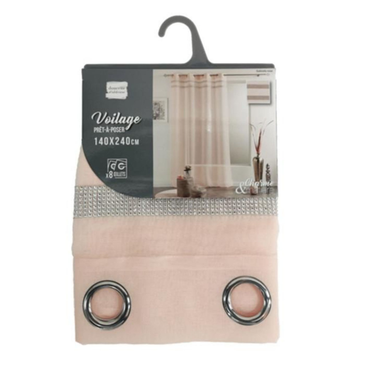 Paris Prix Rideau Voilage à Œillets  Satinela  140x240cm Rose