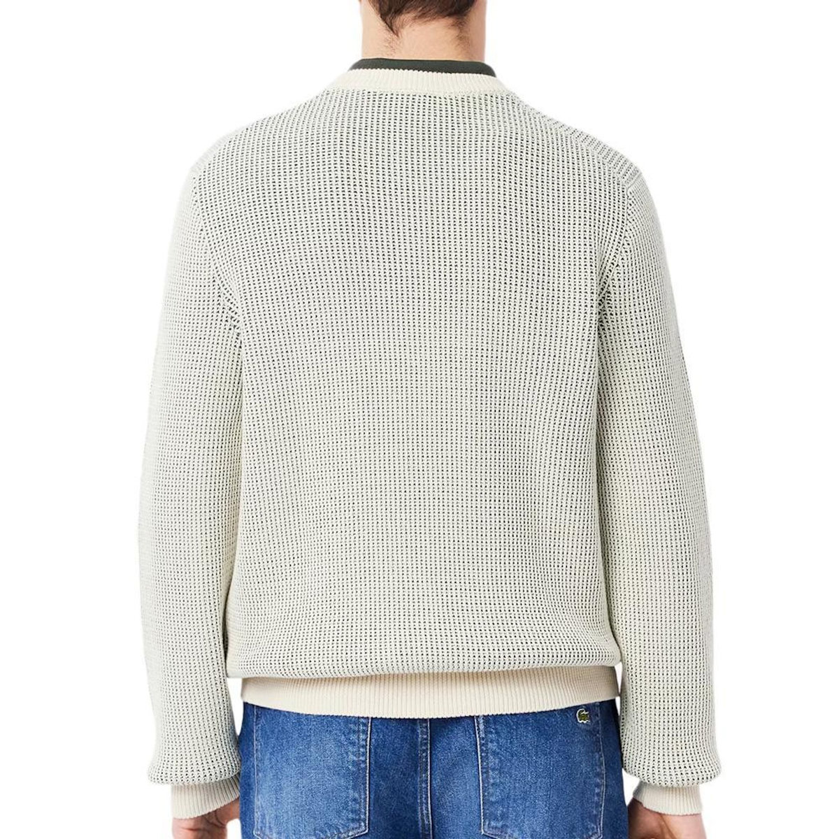Lacoste Pull Ecru/Vert Homme Lacoste Heritage Jacquard