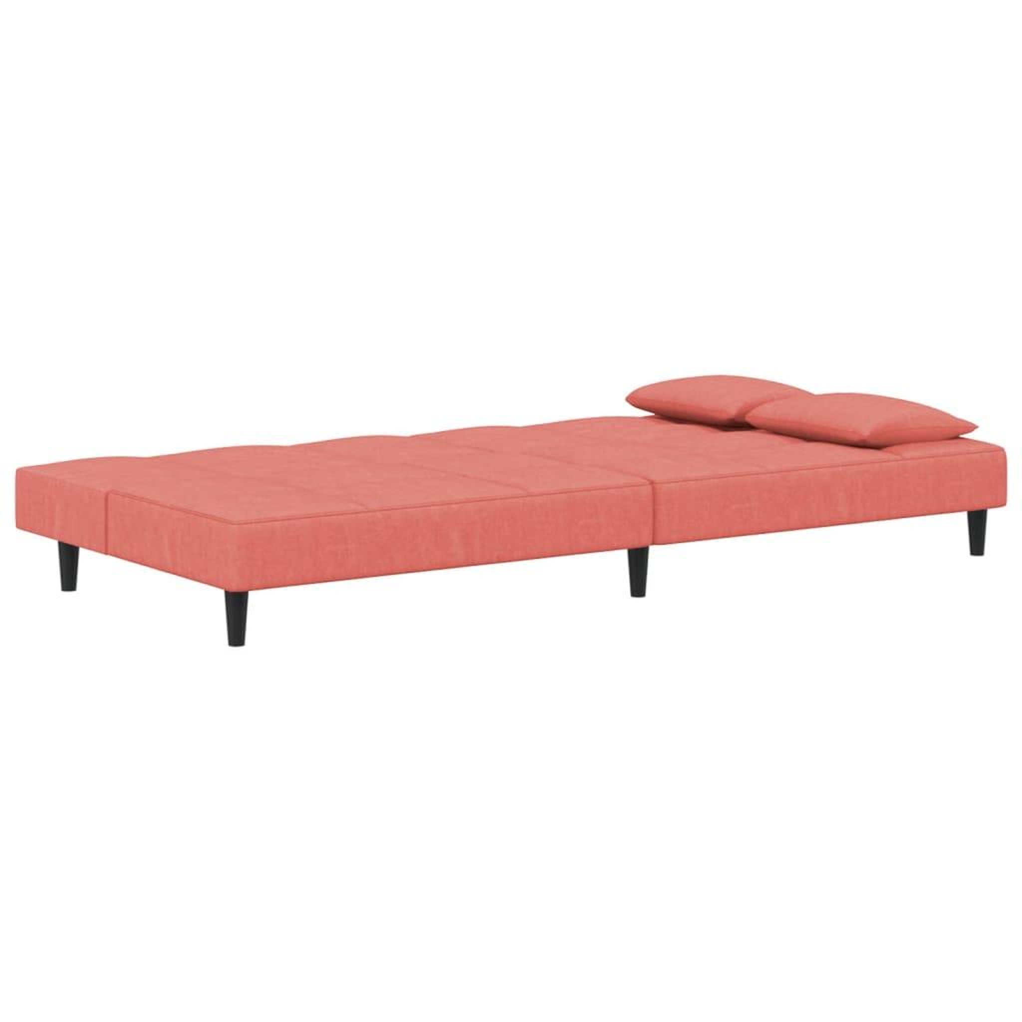 Voir la diapositive 5 : VIDAXL Canape-lit a 2 places avec deux oreillers Rose Velours