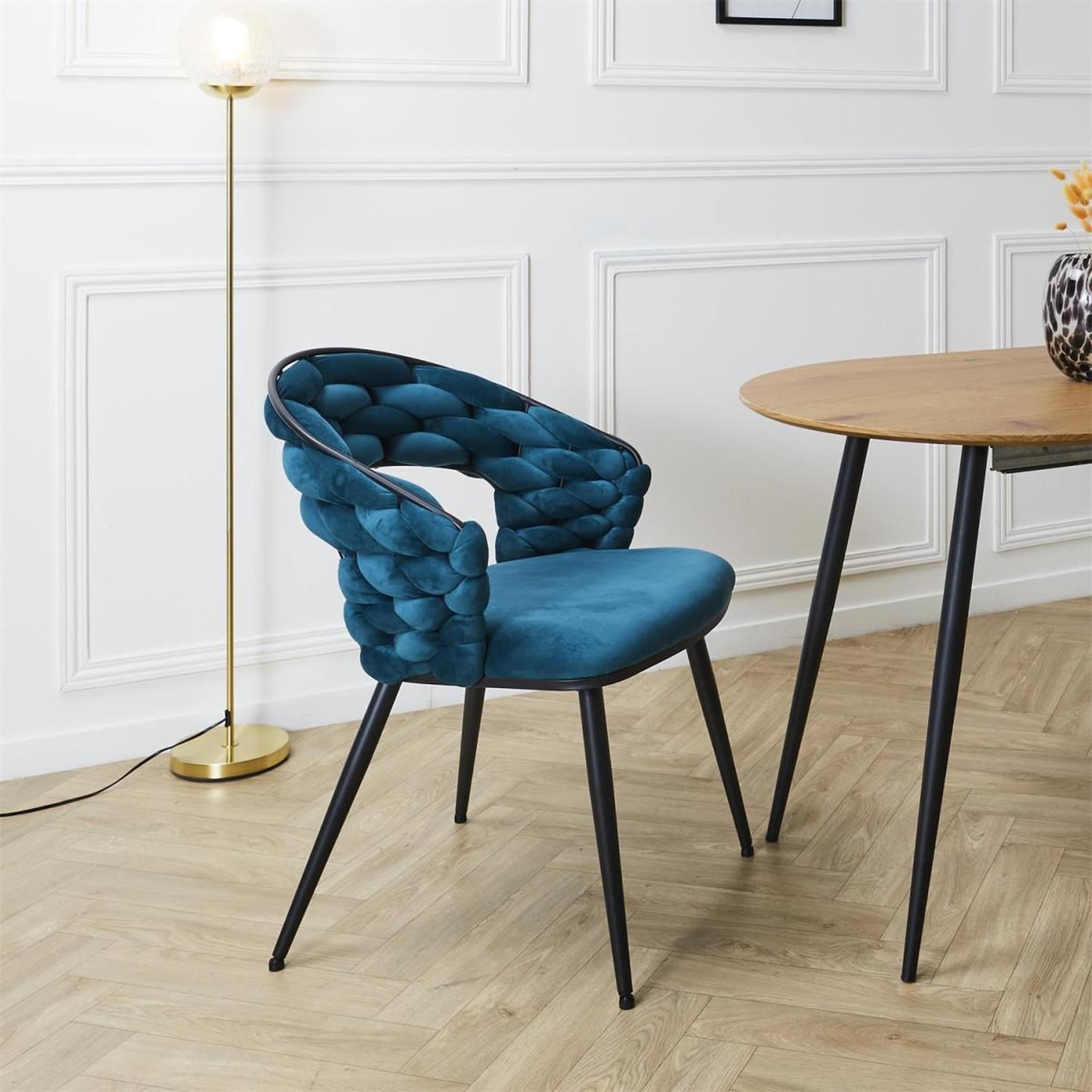 Voir la diapositive 3 : The Home Deco Factory Lot de 2 chaises design  salyer  82cm bleu canard