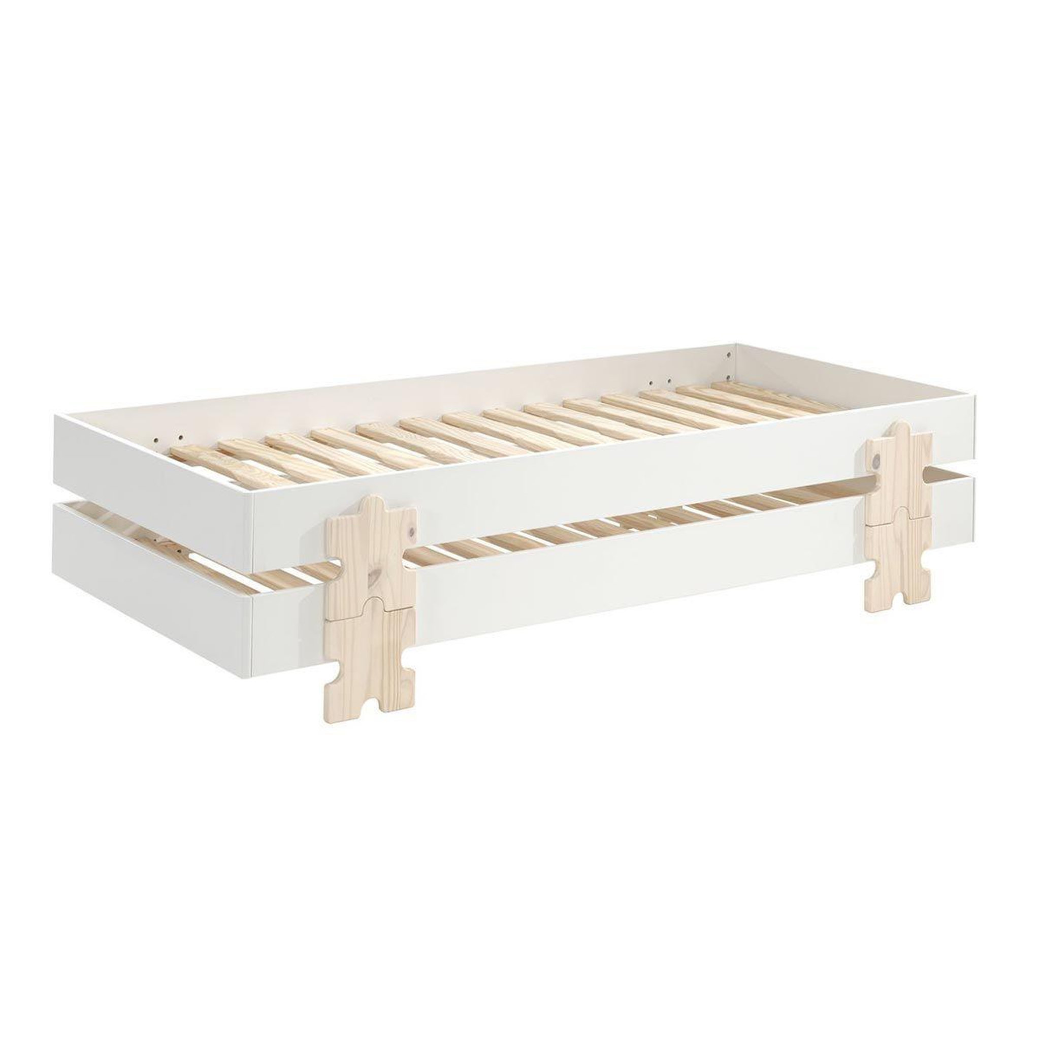Voir la diapositive 2 : Paris Prix Lit Enfant en Bois  Modulo Puzzle III  90x200cm Blanc