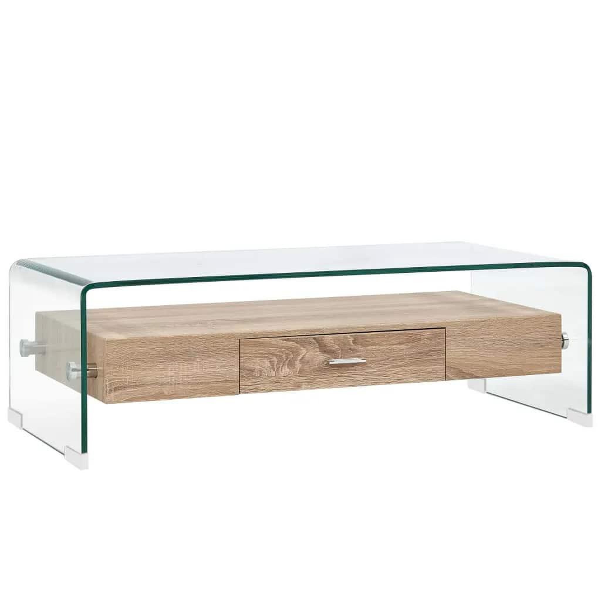 VIDAXL Table basse clair 98x45x31 cm verre trempe
