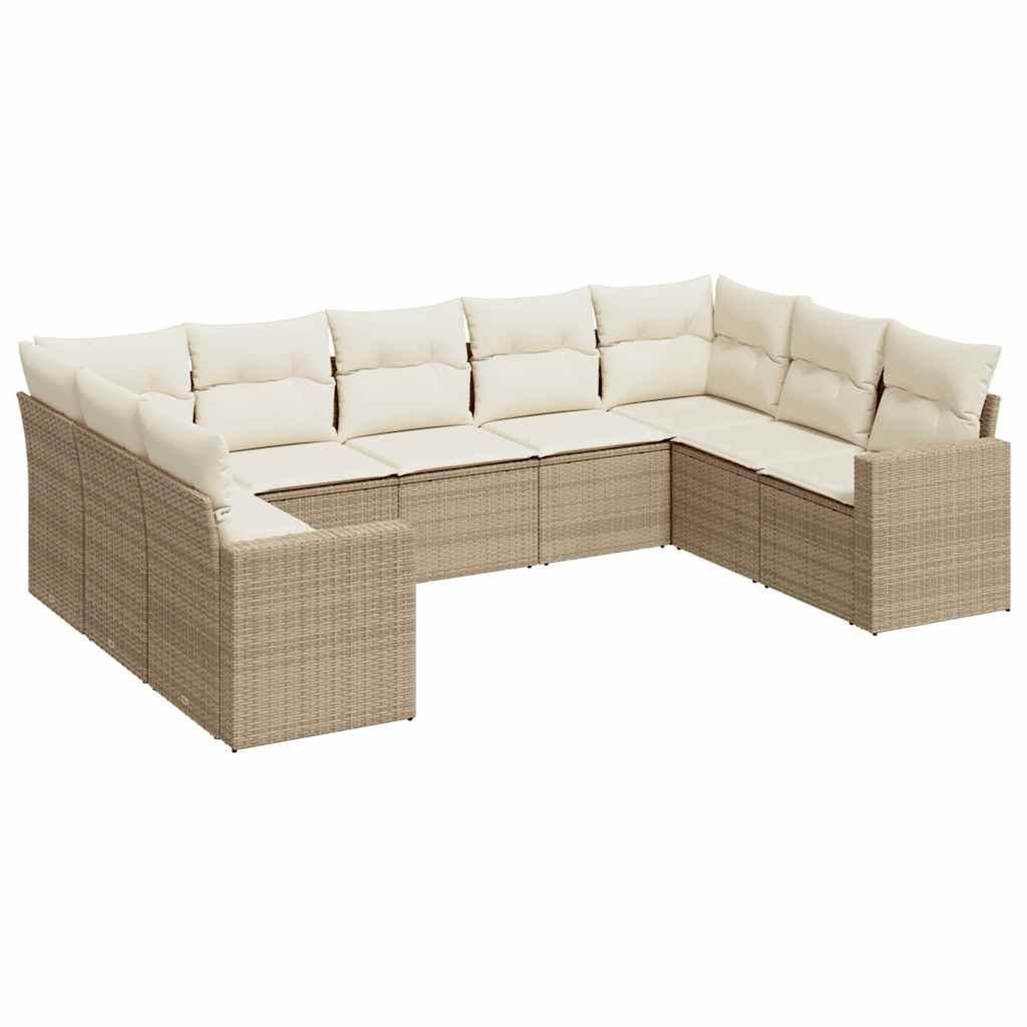 Voir la diapositive 2 : VIDAXL Salon de jardin avec coussins 9 pcs beige resine tressee