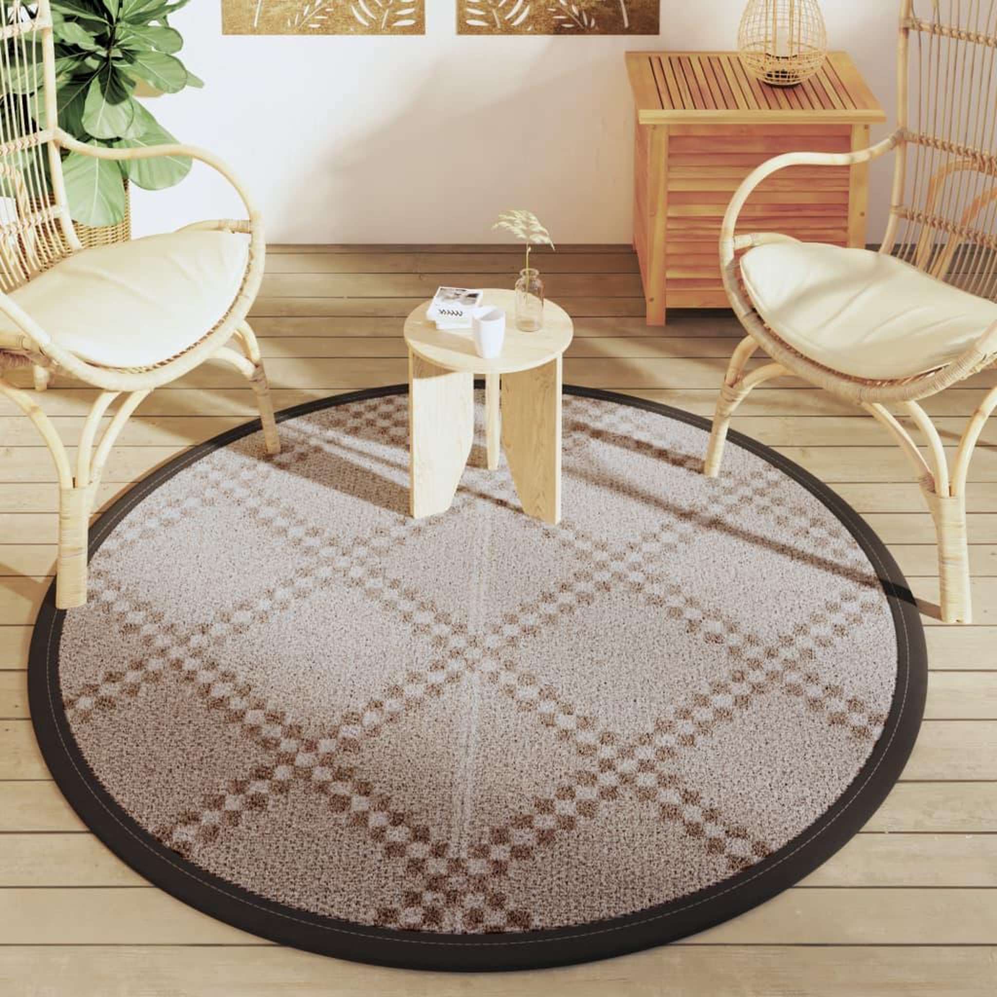 Voir la diapositive 3 : VIDAXL Tapis d'exterieur ARAKIL marron Ø160 cm PP