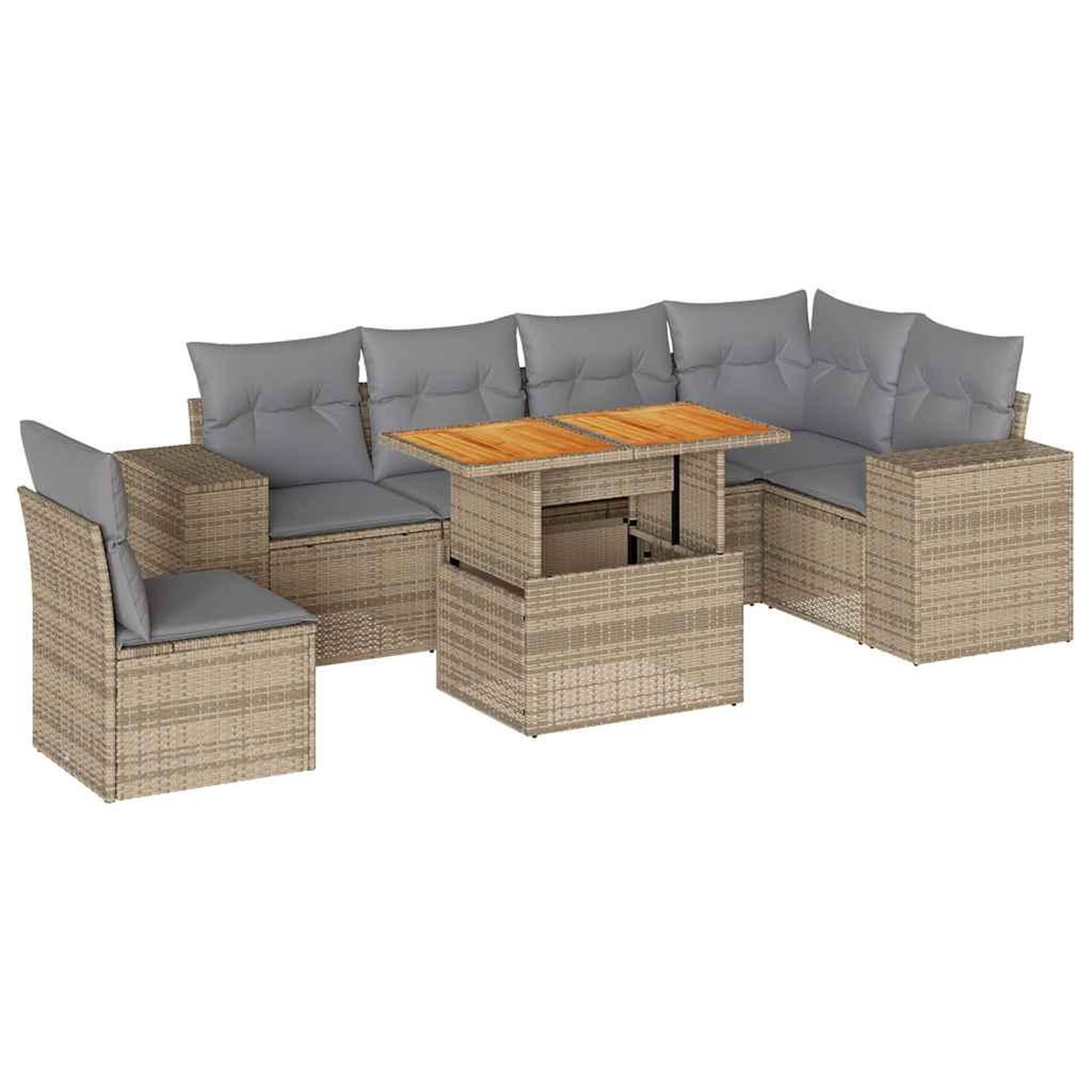 Voir la diapositive 2 : VIDAXL Salon de jardin avec coussins 7 pcs beige resine tressee