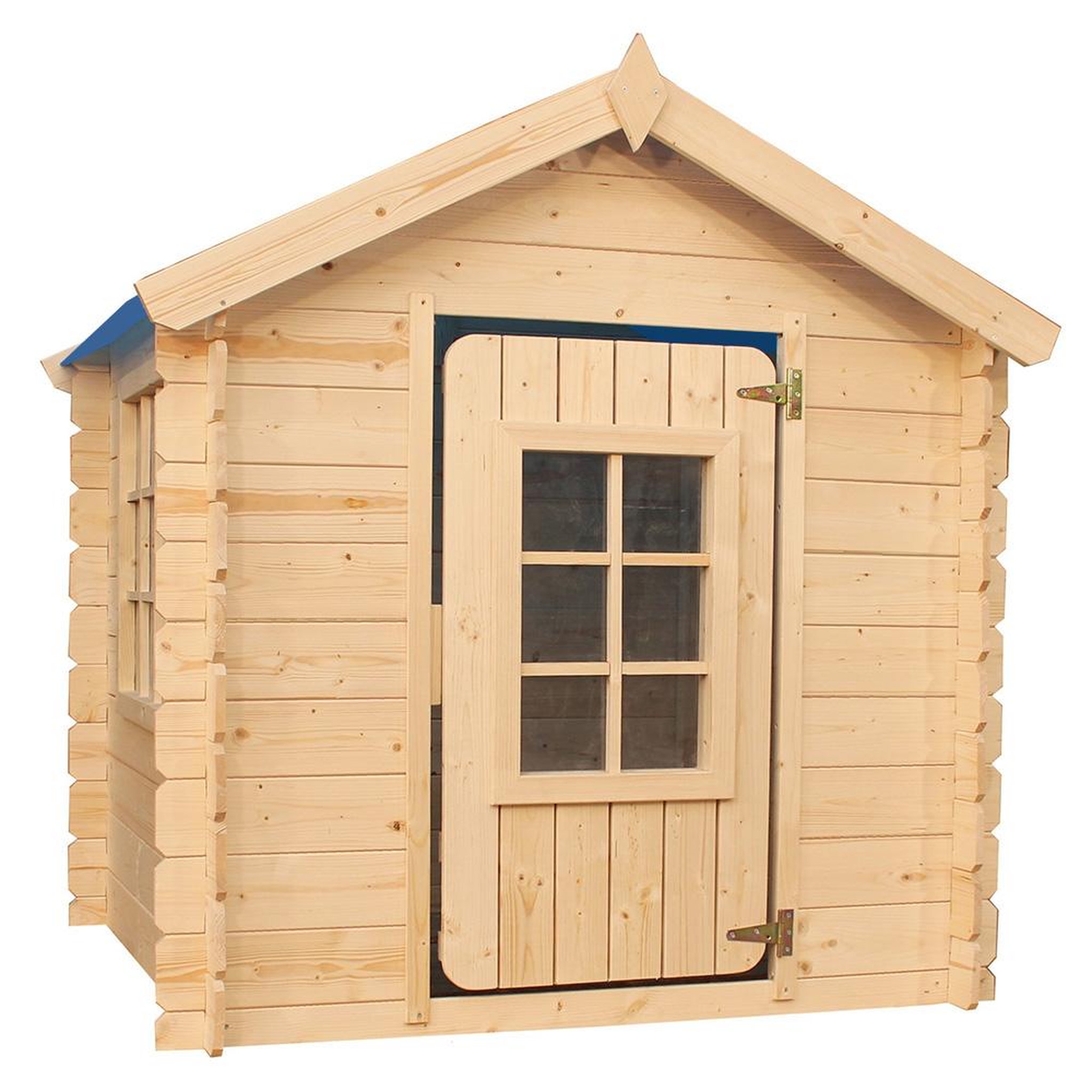 Voir la diapositive 2 : TIMBELA Maison en bois pour enfants toit bleu maison de jeux pour l'extérieur 111x114x121cm/0.9 m2 m570m-1
