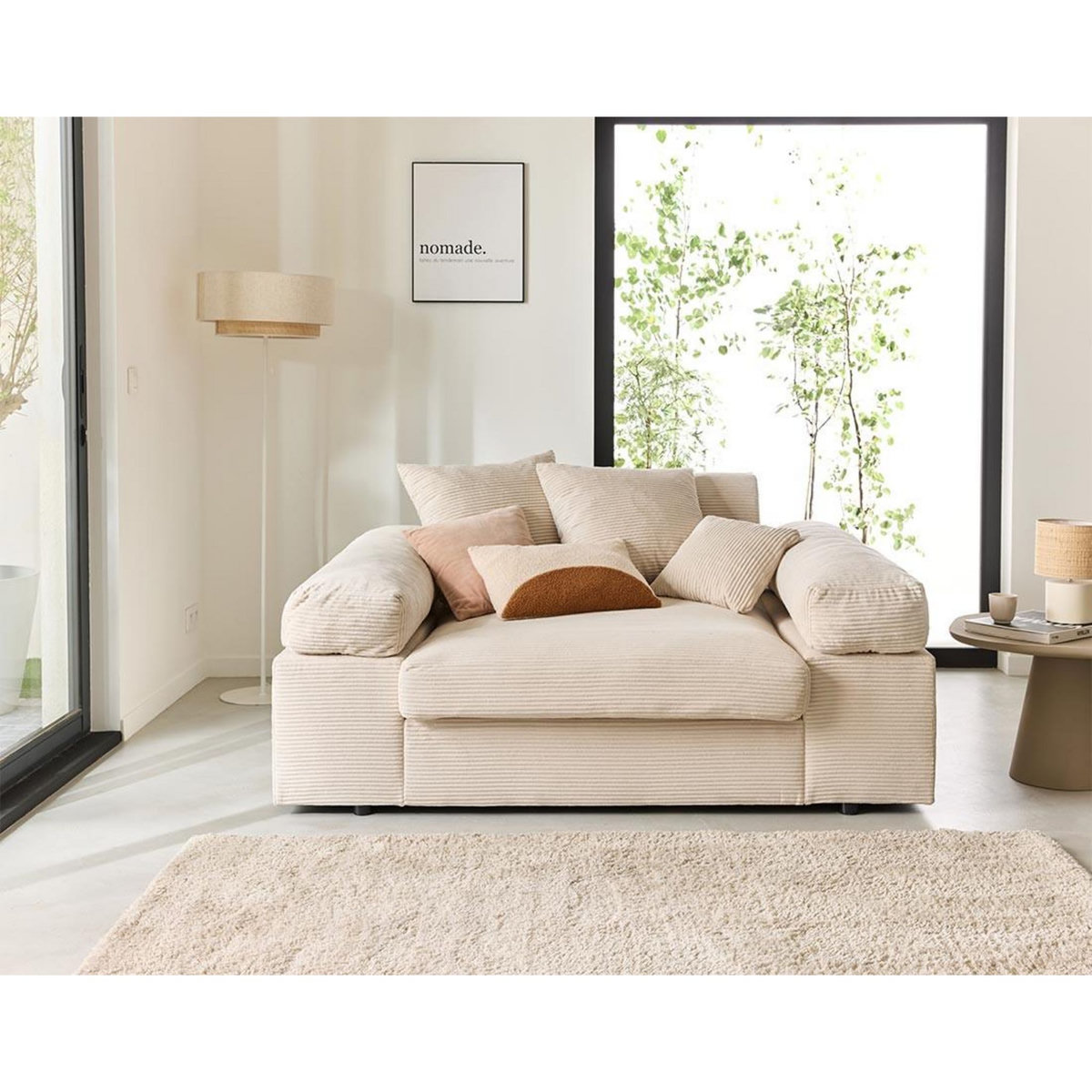 LISA DESIGN Aspen - fauteuil xl - assise profonde - velours côtelé