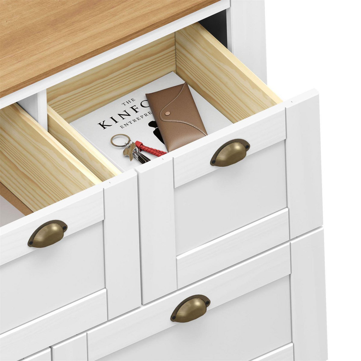 IDIMEX Commode BOLTON avec 7 tiroirs, en pin massif