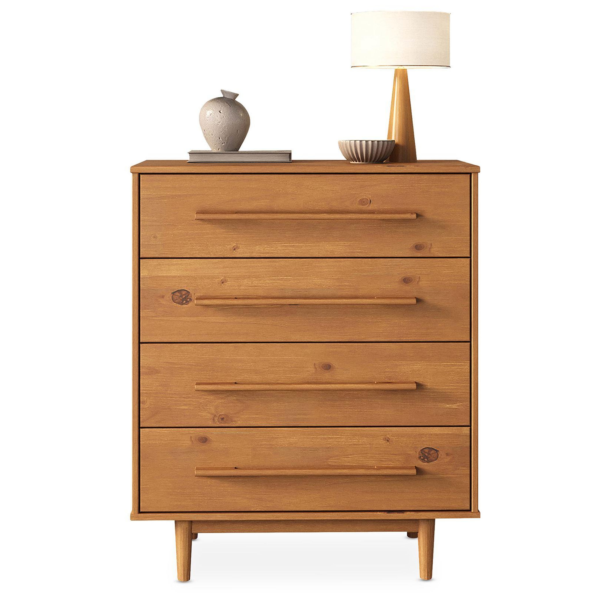 IDIMEX Commode TECCA L 80 cm 4 tiroirs en bois massif. Coloris disponibles : Marron