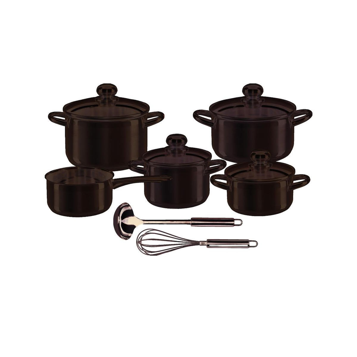 GSW Ensemble de casseroles GSW Silver Star 11 pièces acier inoxydable avec couvercles en verre