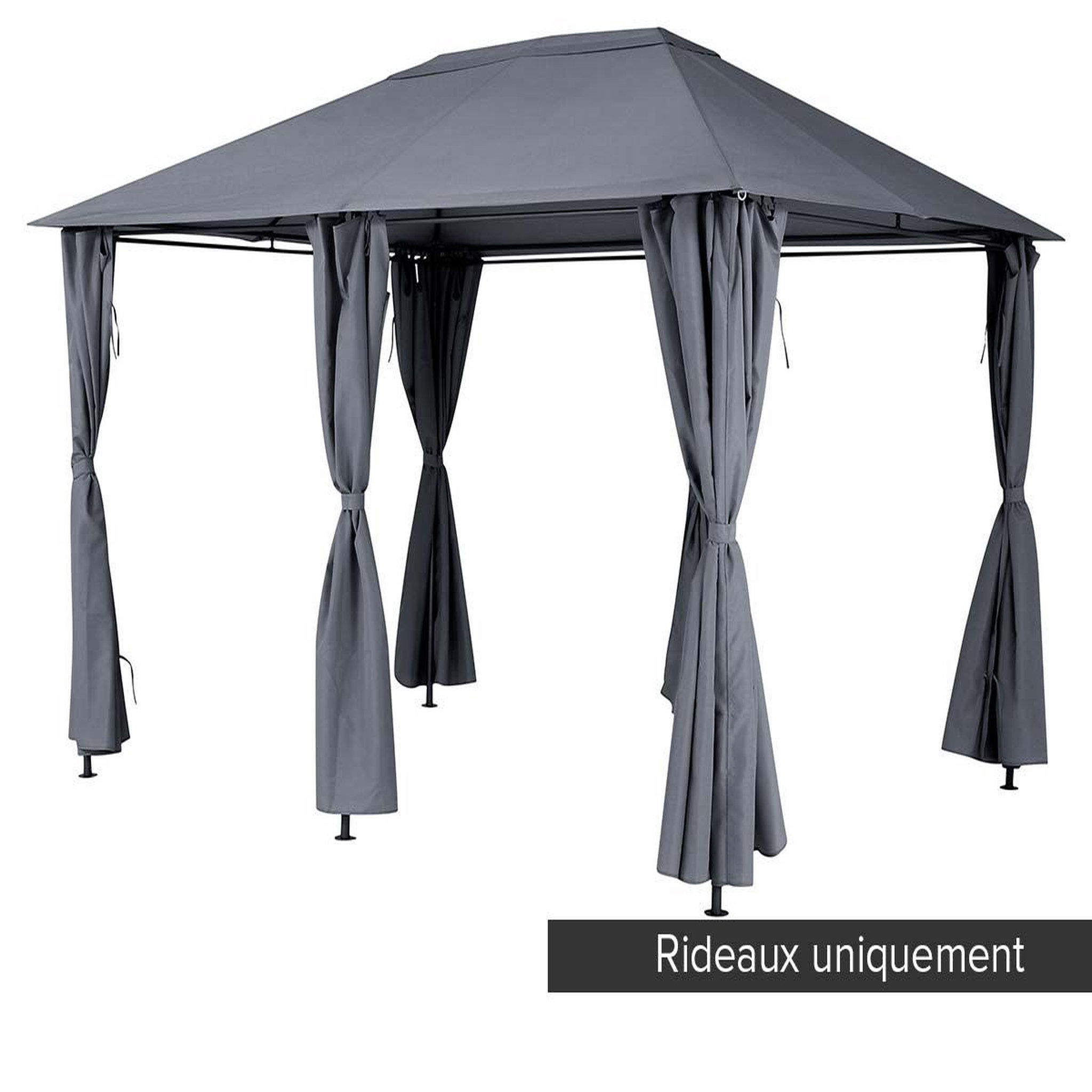 Voir la diapositive 2 : HESPERIDE Jeu de 6 rideaux pour la tonnelle santorini 3 x 4 m ardoise - hespéride