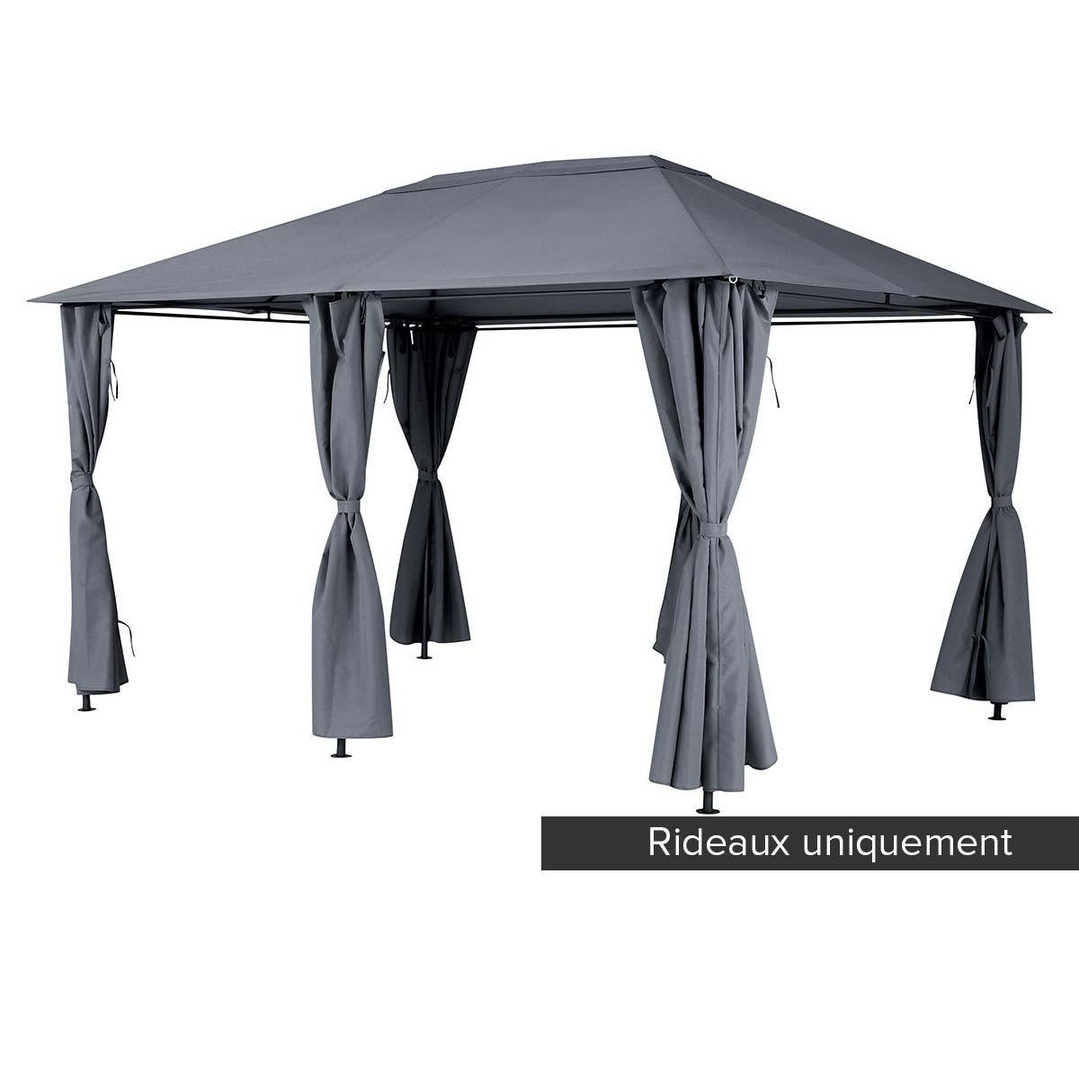 HESPERIDE Jeu de 6 rideaux pour la tonnelle Santorini 3 x 4 m Ardoise - Hespéride