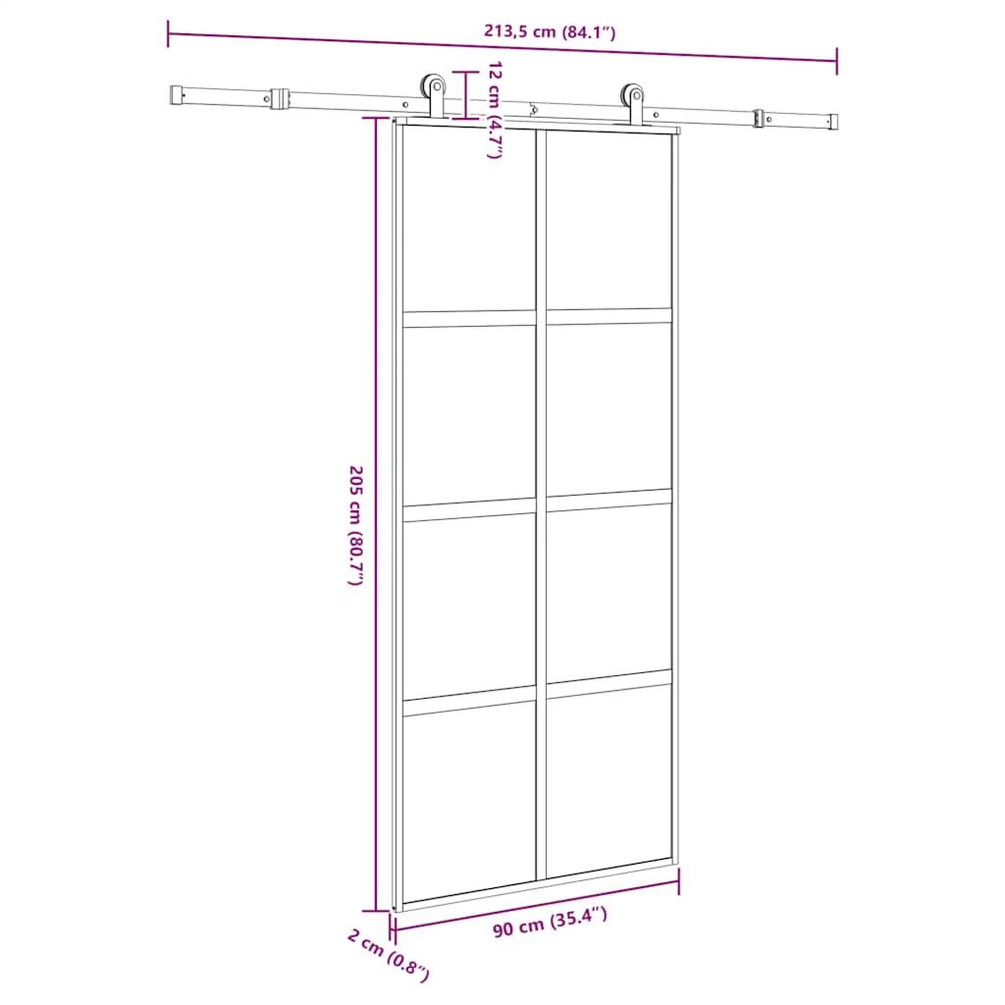 Voir la diapositive 6 : VIDAXL Porte coulissante kit de quincaillerie trempe verre aluminium