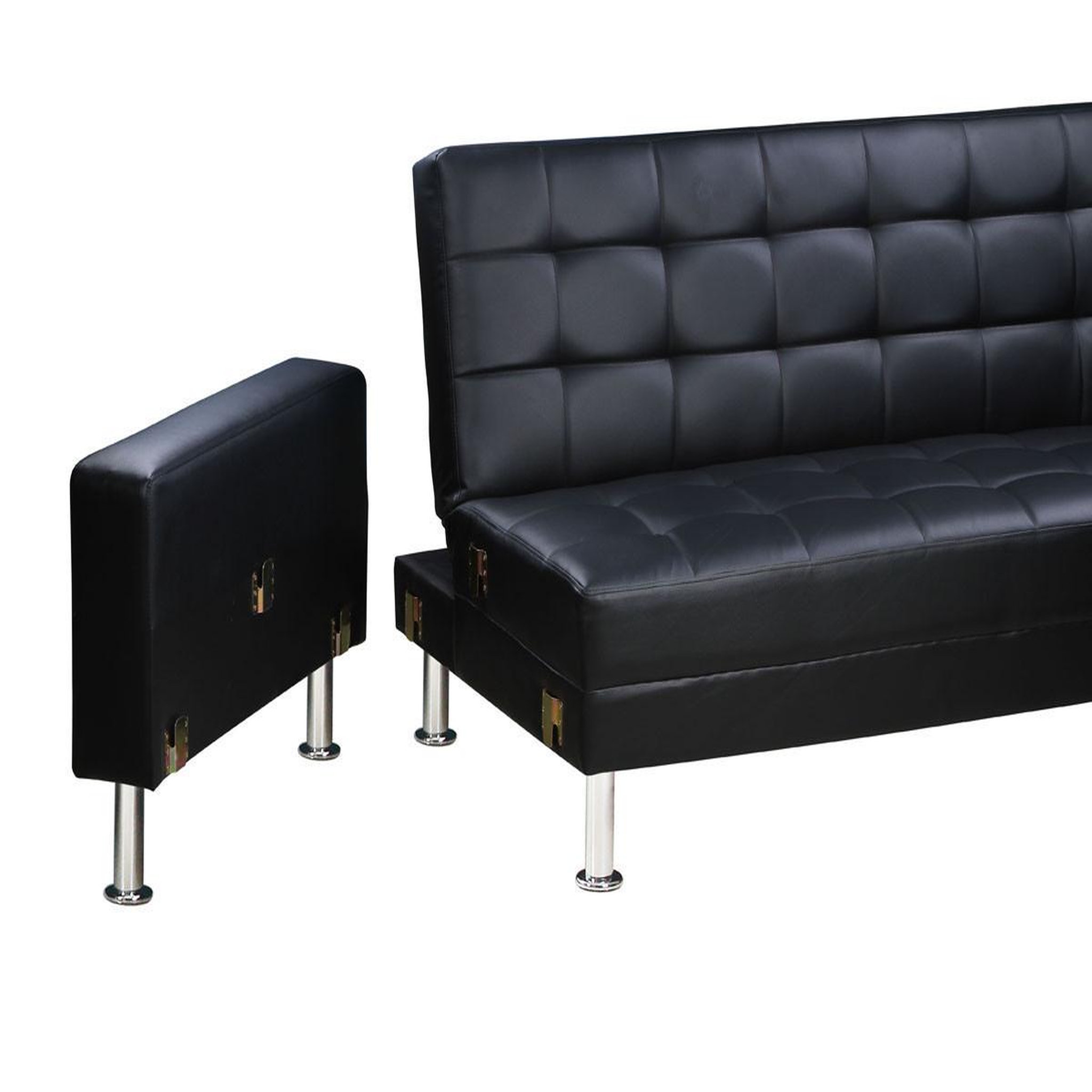 Voir la diapositive 4 : Habitat et Jardin Canapé d'angle convertible et réversible  theo  - 260 x 82/144 x 81 cm - 4 places - noir