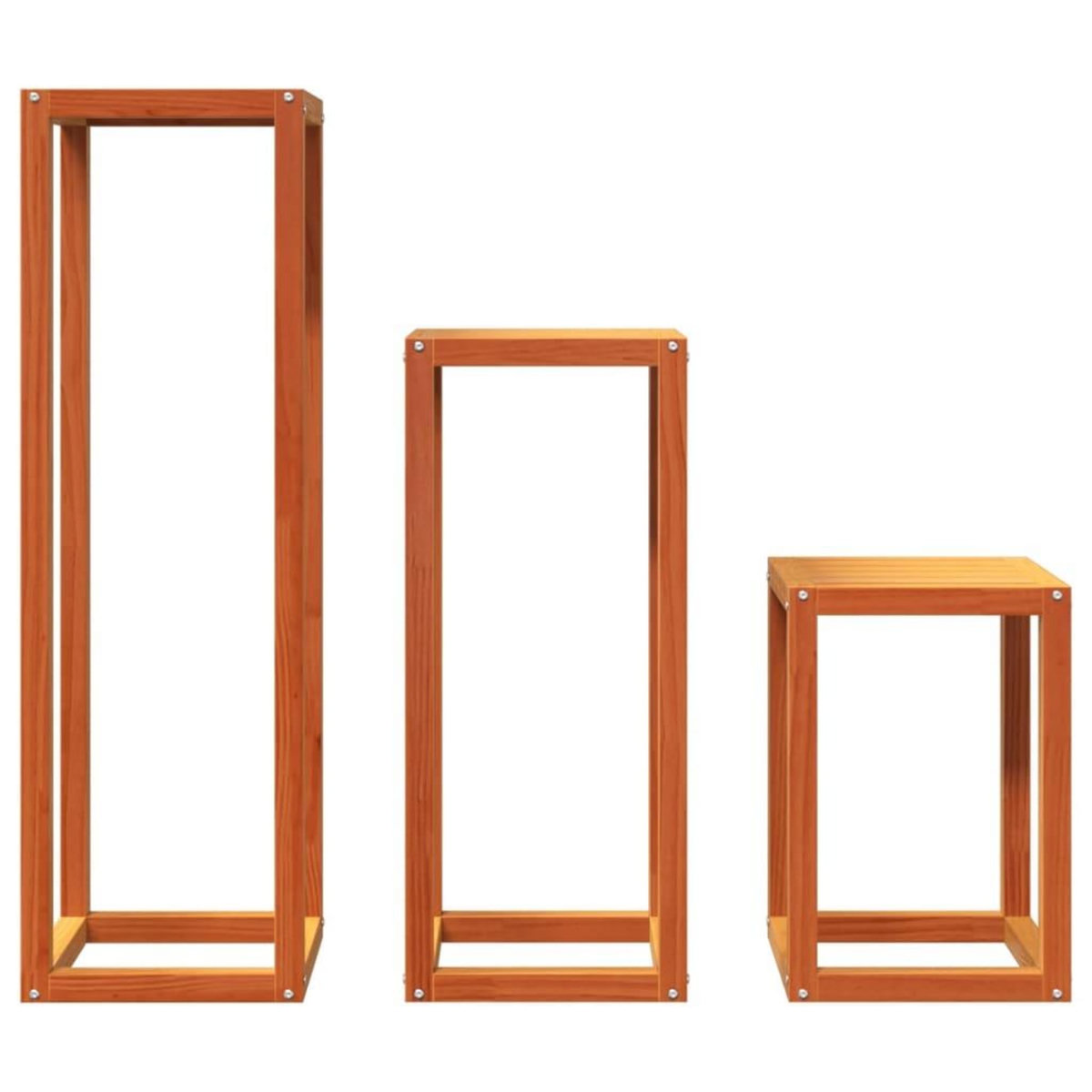 VIDAXL Supports pour plantes 3 pcs marron cire bois de pin massif