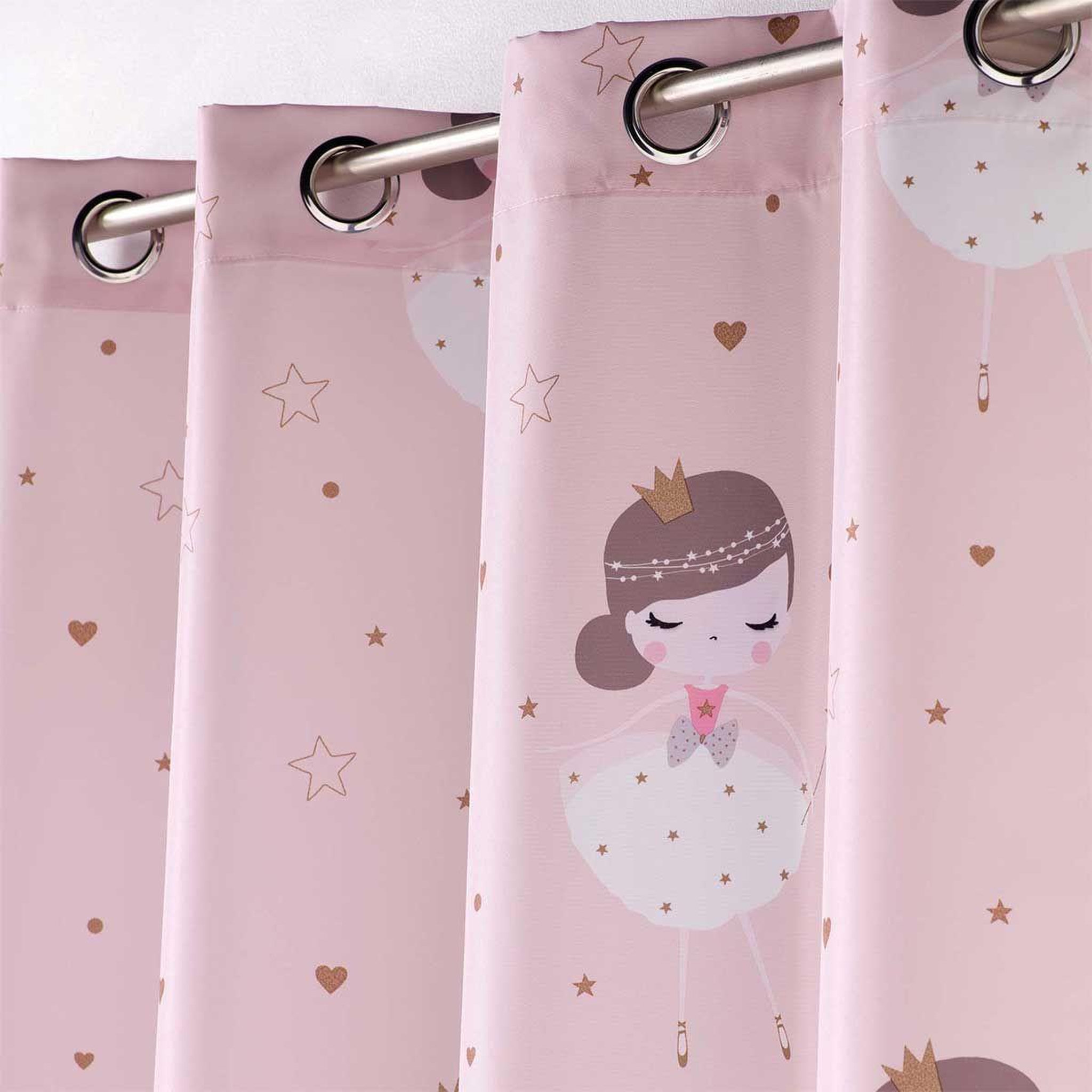 Voir la diapositive 2 : Douceur d'Intérieur Rideau à œillets  petite princesse  140x260cm rose