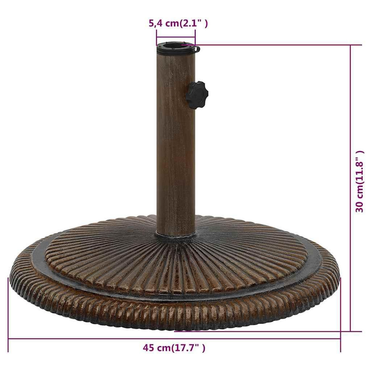 VIDAXL Socle de parasol Bronze 45x45x30 cm Fonte