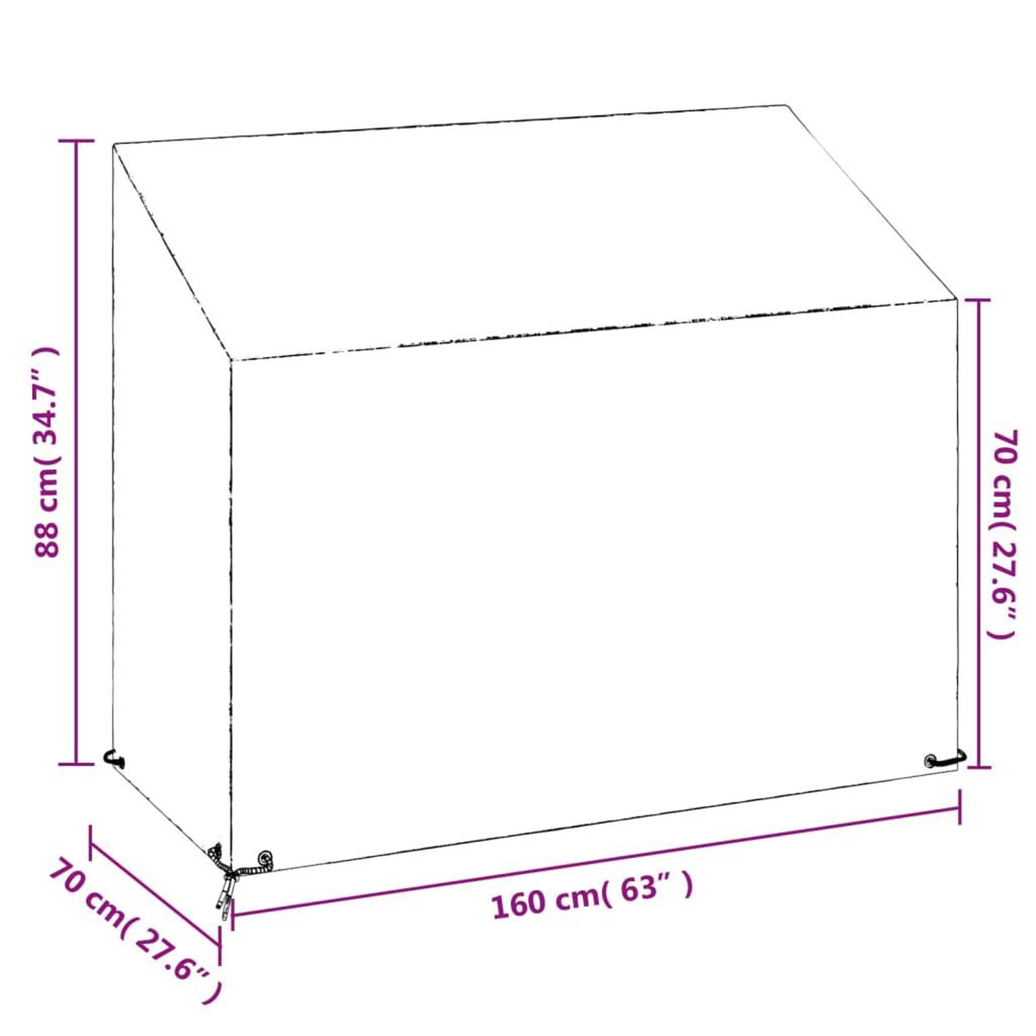 Voir la diapositive 6 : VIDAXL Housses de banc de jardin 2 pcs 8 œillets 160x70x70/88 cm PE