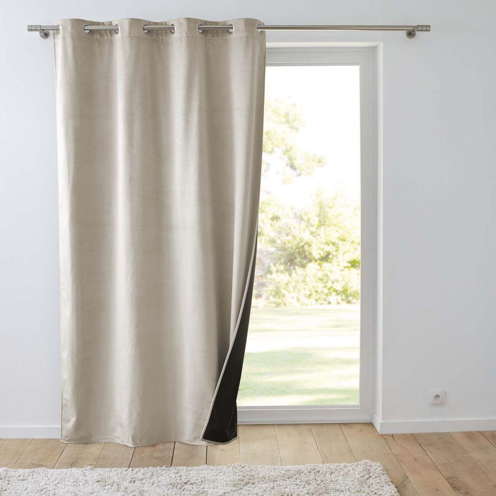 Douceur d'Intérieur Rideau isolant velours  polarchic  140x260cm sable
