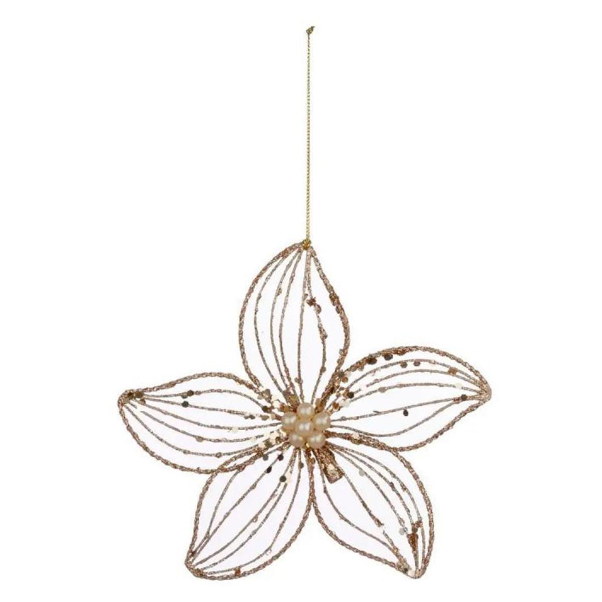 ATMOSPHERA Sujet de noël déco  fleurs paillettes  15cm or