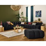 LISA DESIGN Debbie - canapé modulable d'angle droit 5 places en tissu texturé. Coloris disponibles : Gris, Bleu, Vert, Rose, Noir, Orange, Marron, Beige