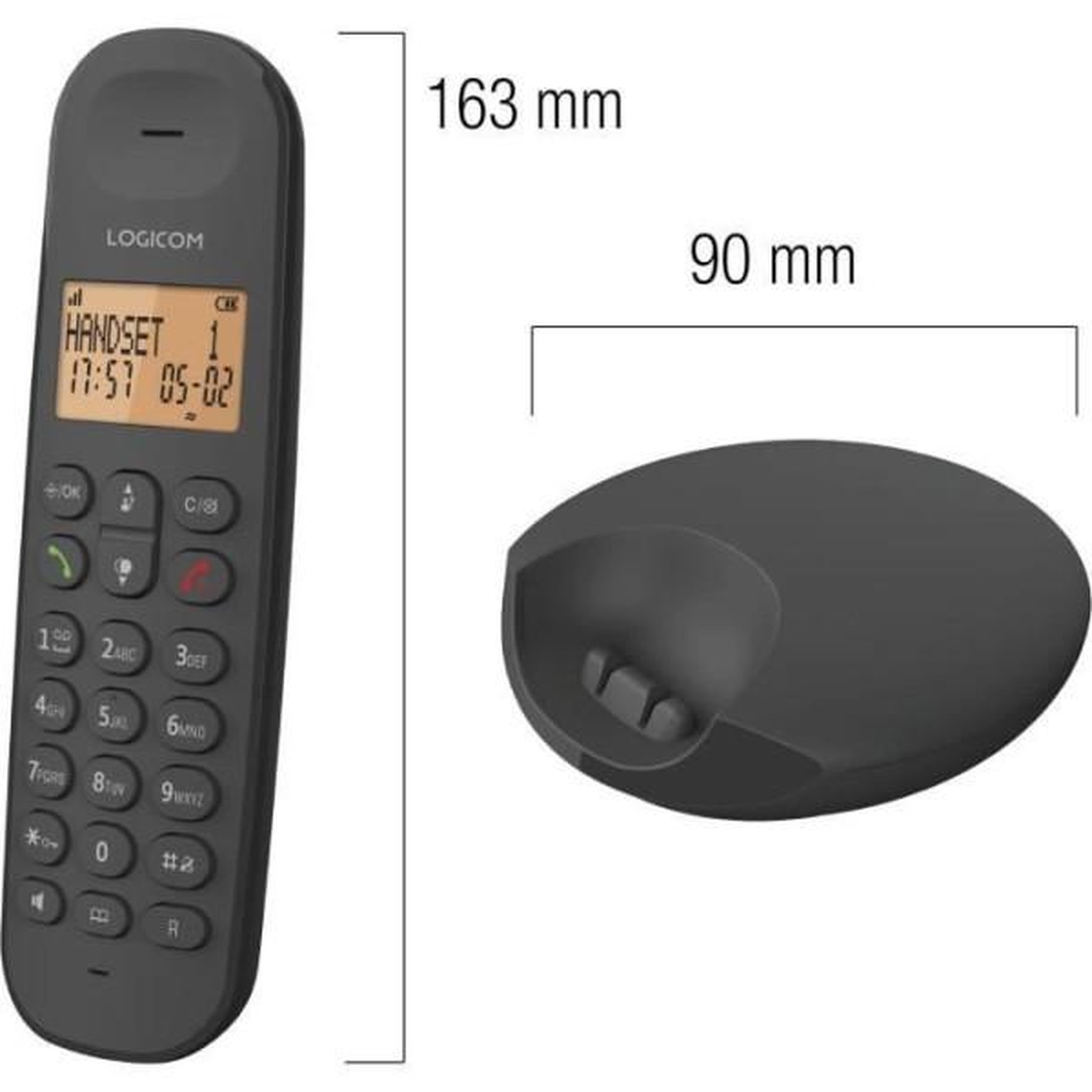 Voir la diapositive 2 : Logicom Téléphone fixe sans fil - LOGICOM - DECT ILOA 250 DUO - Noir - Sans répondeur